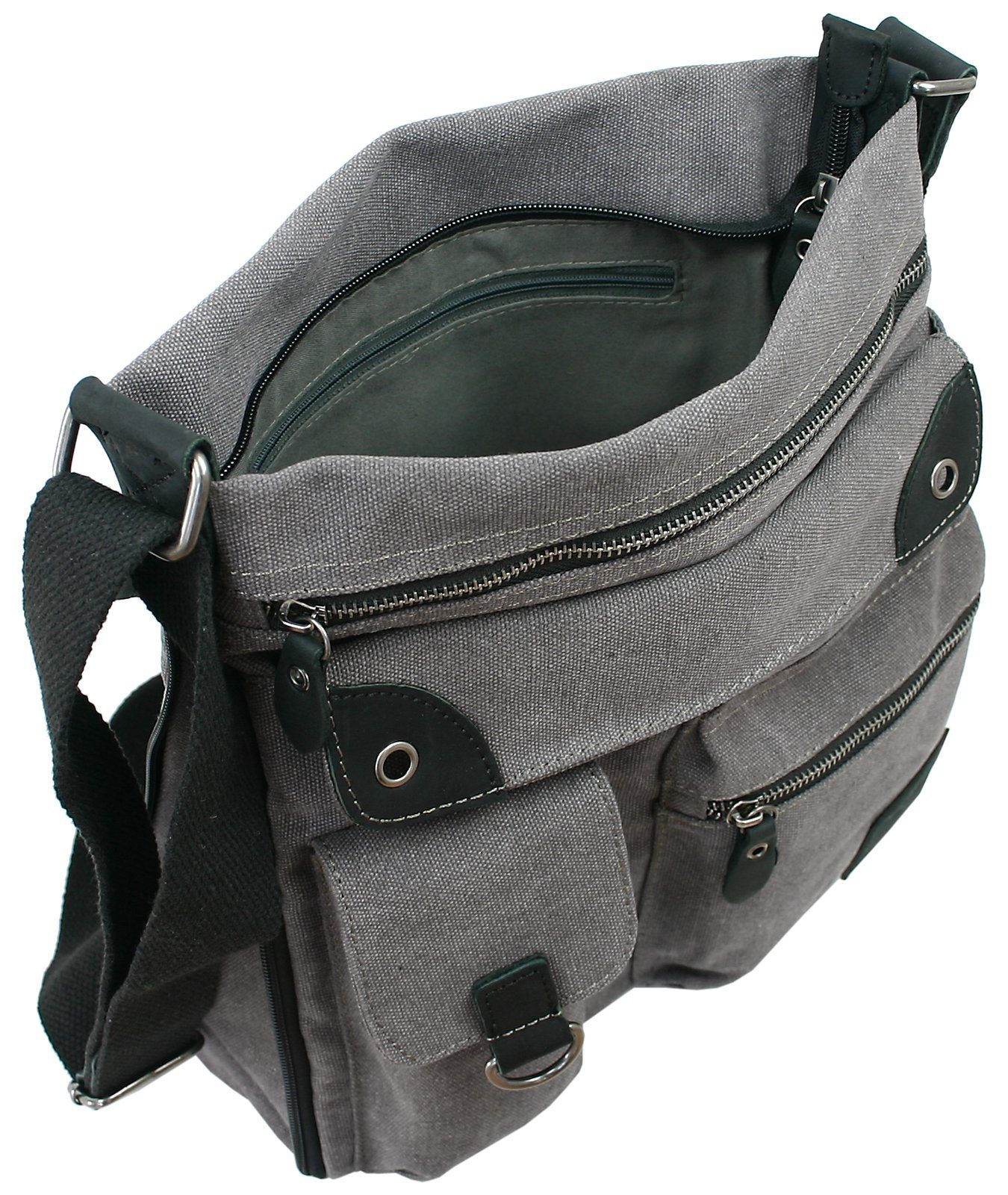 J JONES JENNIFER JONES Schultertasche Große Damen Umhängetasche aus Canvas, Vintage Look, viele Fächer – Bild 5 von 5