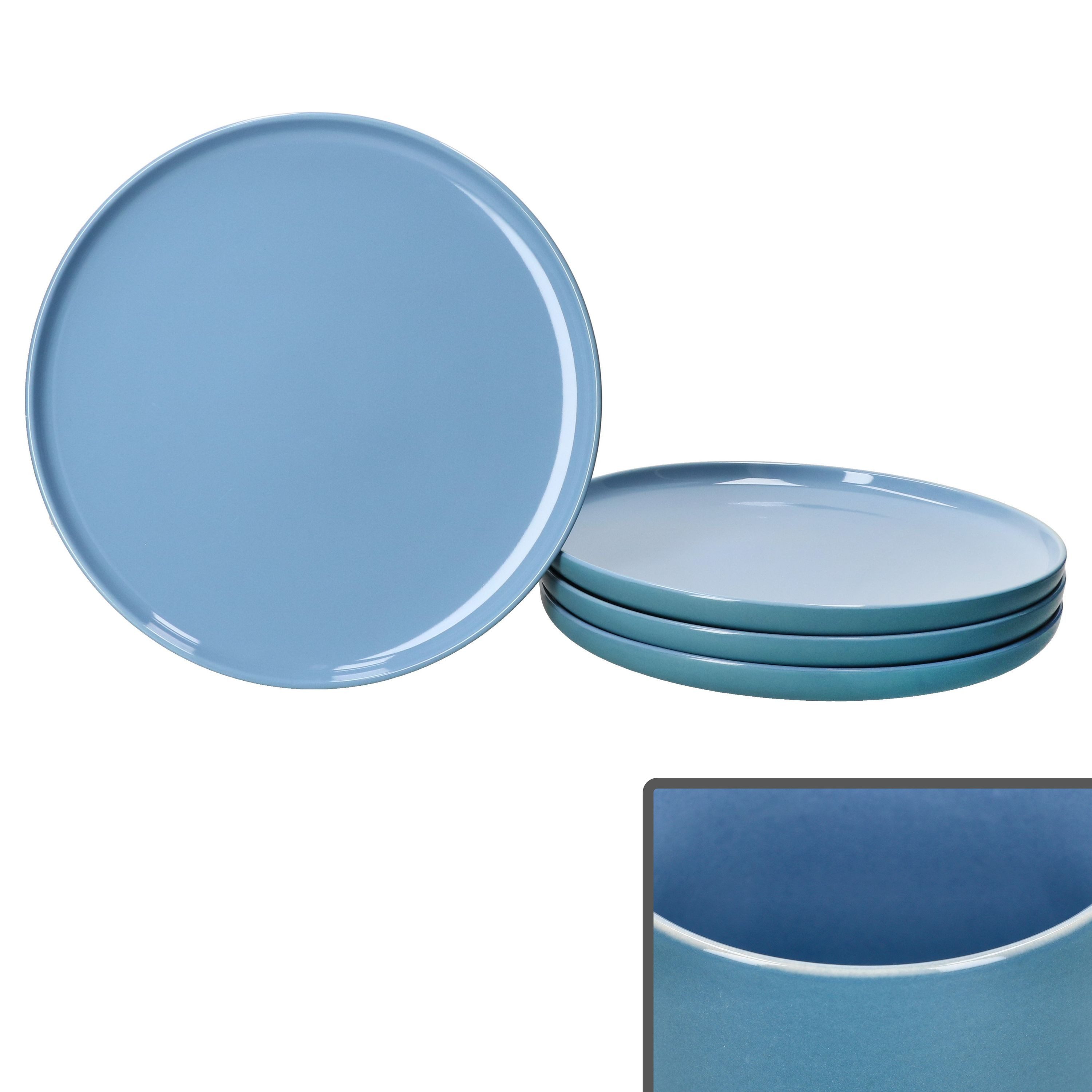 Ritzenhoff & Breker Speiseteller Ritzenhoff 4x Jasper Speiseteller 25,2cm Ozeanblau Steingut Essteller