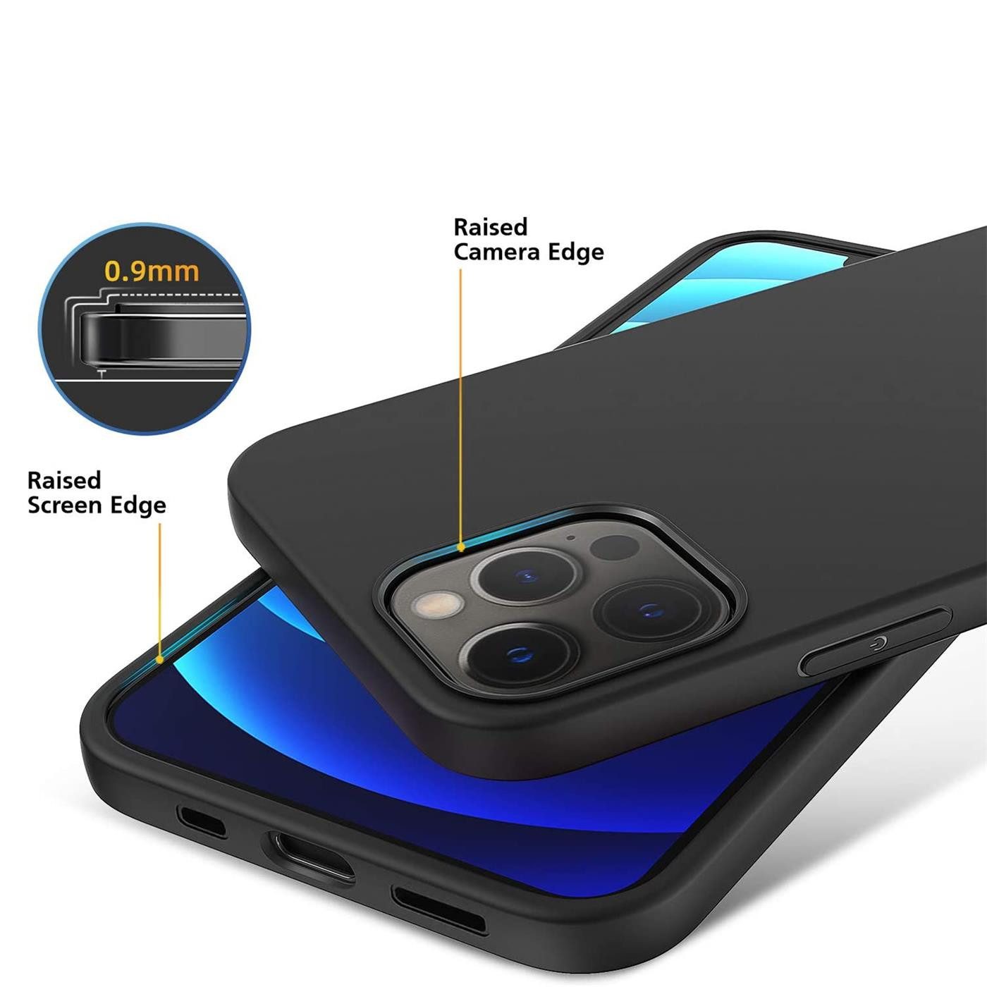 CoolGadget Handyhülle Handy Schutzhülle für Apple iPhone 12 Pro Max matt schwarz 6,7 Zoll, Silikon TPU Hülle Schutz Tasche Cover schlicht Slim Case