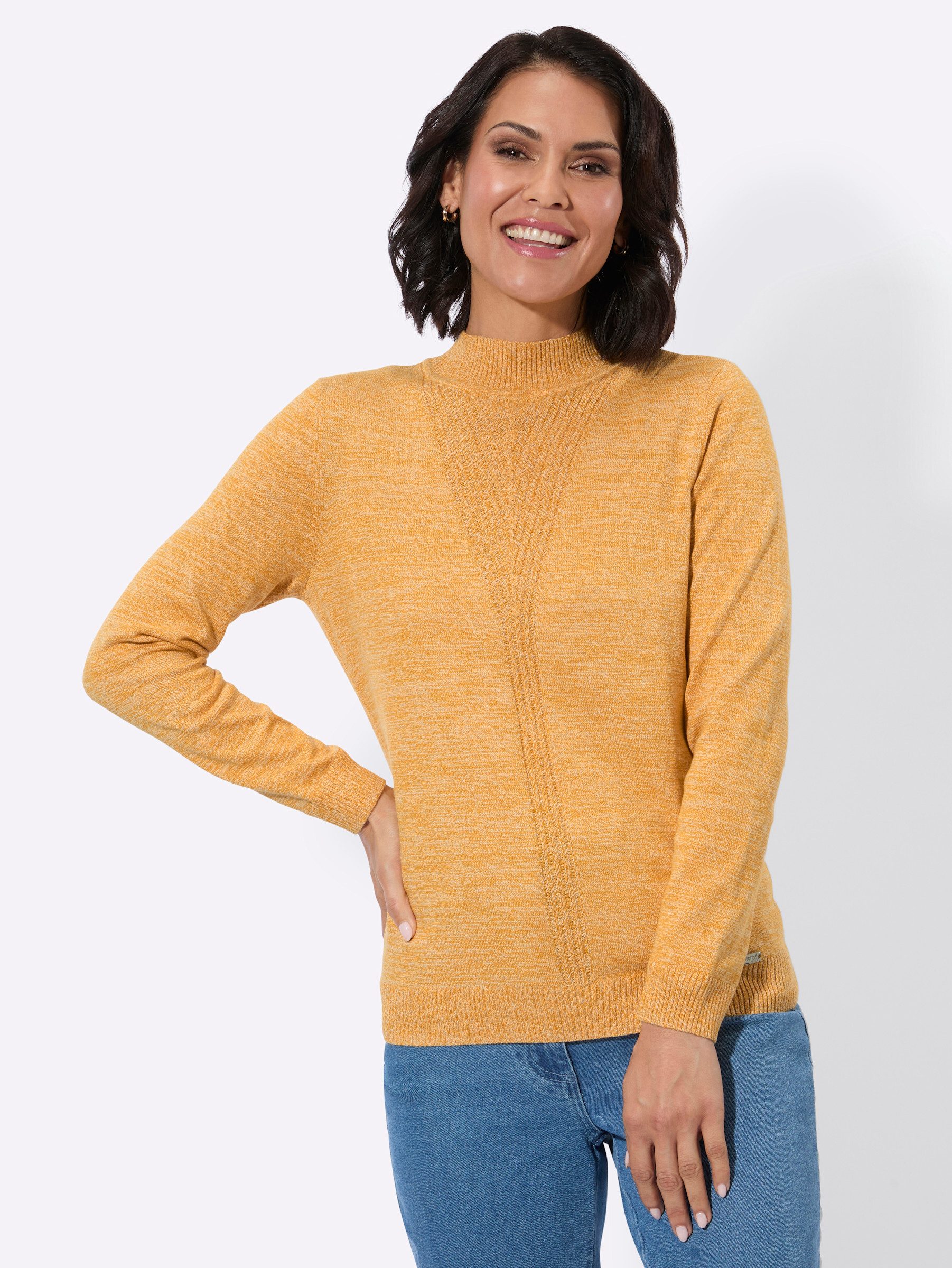 Strickpullover Stehkragen-Pullover Langarm Jersey