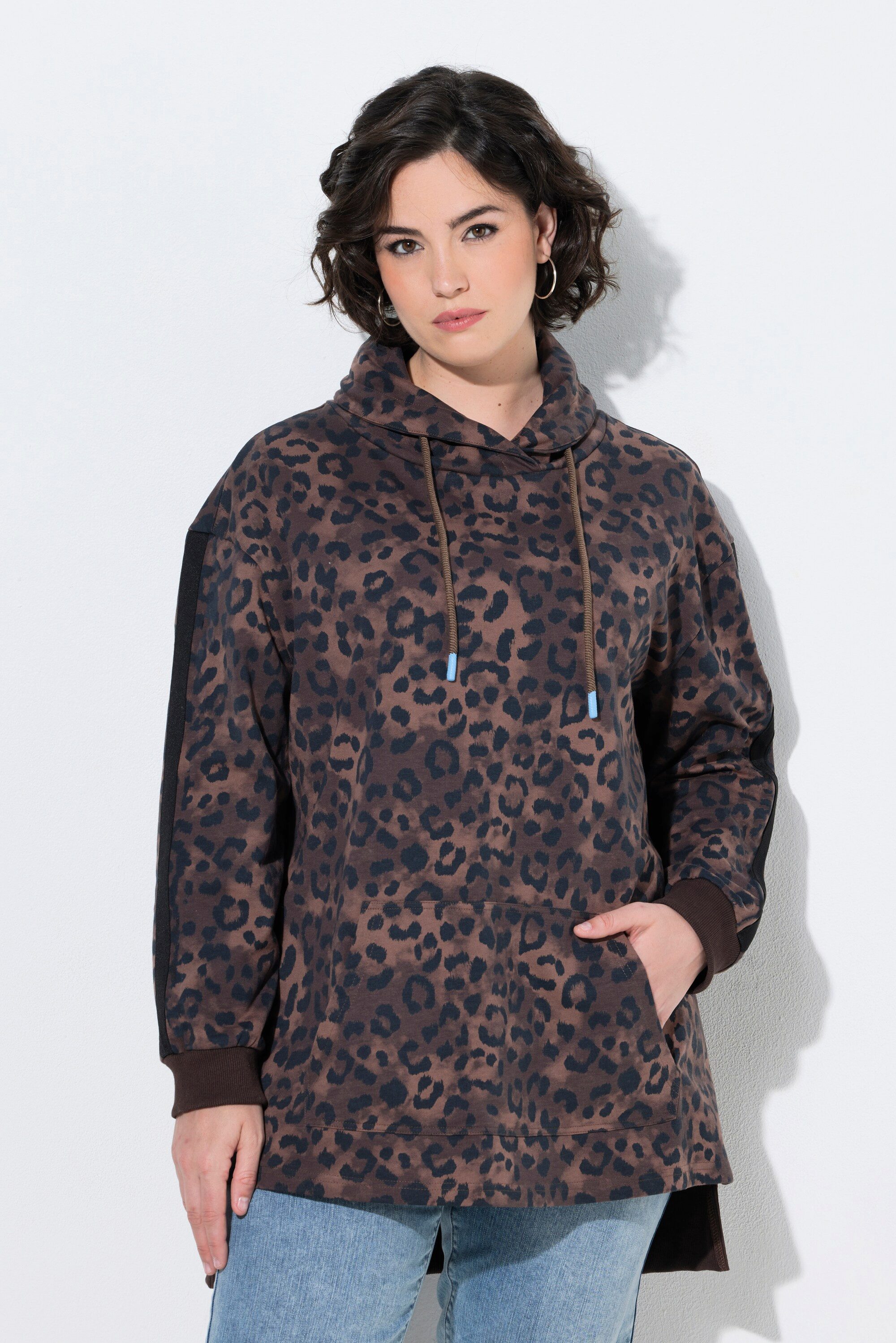 Ulla Popken Sweatshirt Sweatshirt Leomuster Stehkragen Langarm