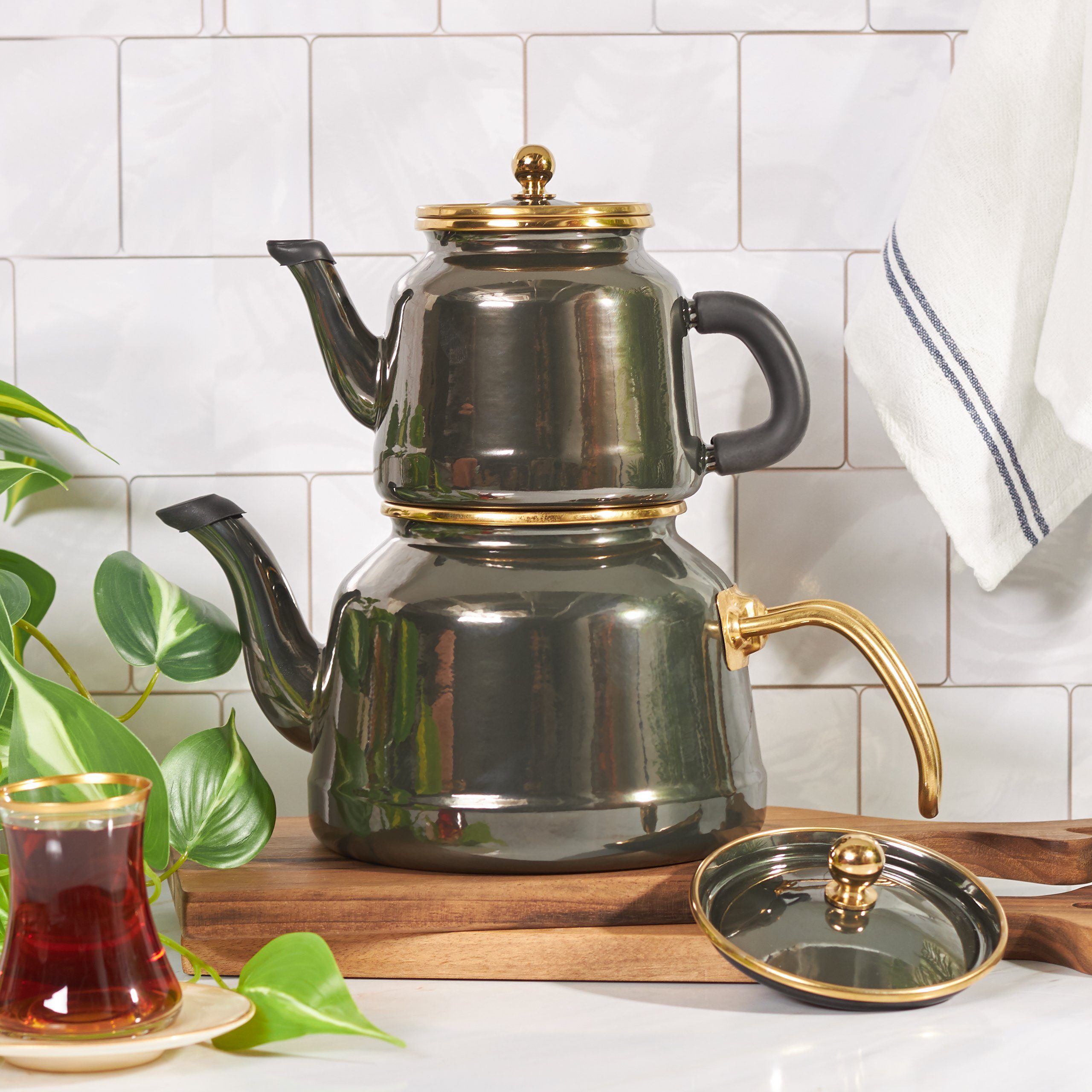 Karaca Teekanne Karaca Troy Schwarz Teekannen Set, Tee, Tea, Tea Maker Türkische  Teekanne, Tea Pot
