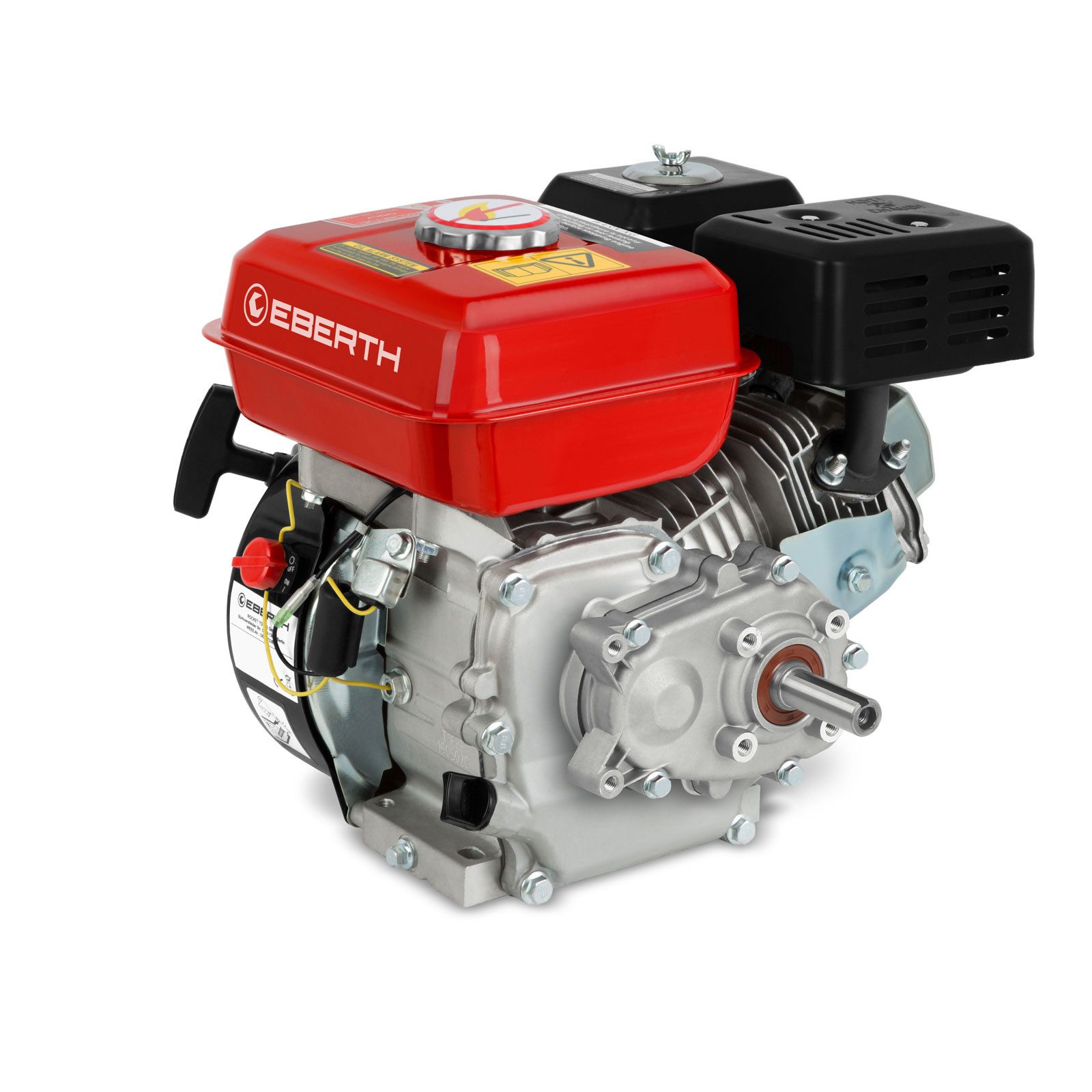 EBERTH Stromerzeuger 6,5 PS 4,8 kW Benzinmotor Standmotor mit Reduktionsgetriebe 2:1, Benzin Motor mit 19,05 mm Ø Welle, Ölmangelsicherung, 4-Takt