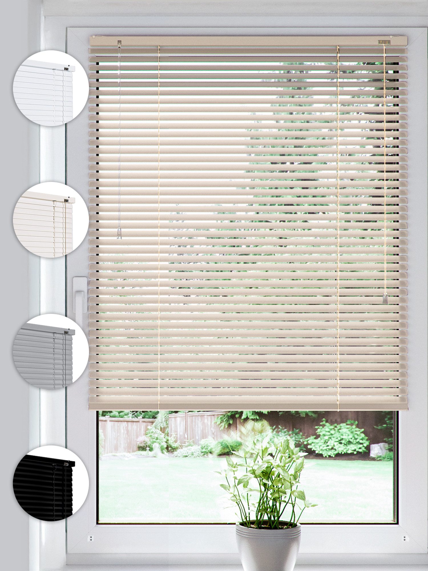 Jalousie Klemmfix ohne u. mit Bohren 30cm x 100cm Creme Aluminium Jalousette