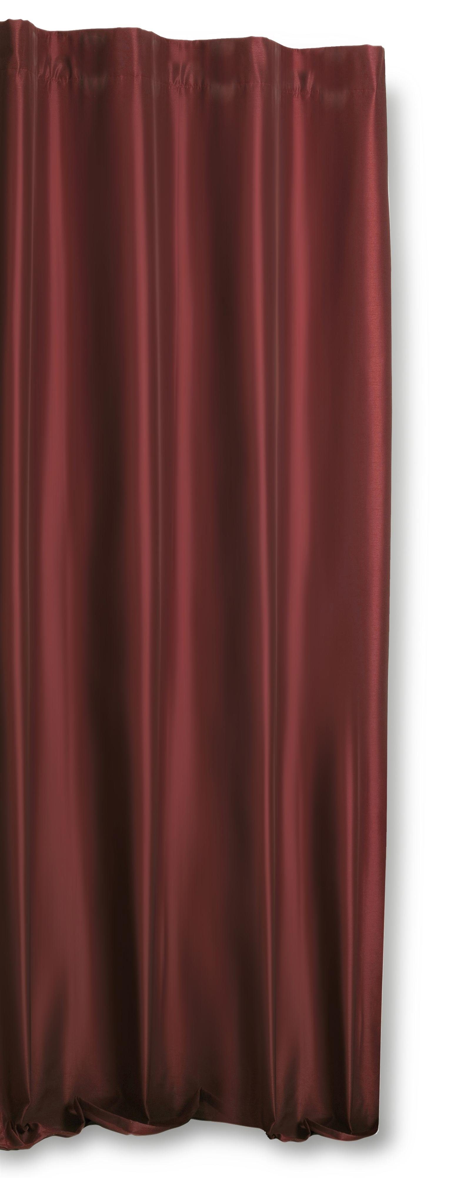 (1 Wildseiden Gardine Polyester halbtransparent, halbtransparent und Trend, Deko, Haus Vorhang Bordeaux St), Kräuselband 140x245cm Kräuselband Optik