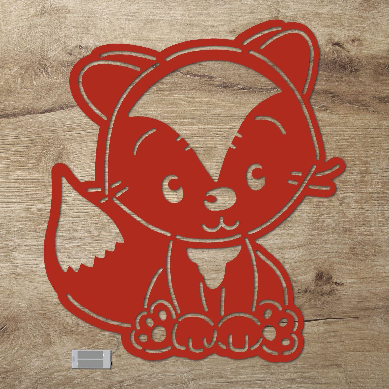 Namofactur LED Nachtlicht Fuchs - Schlaflicht mit Fuchs-Motiv für Kleinkinder - Wand Deko Lampe, Ohne Zugschalter/Stern, LED fest integriert, Warmweiß, Wanddekoobjekt Kinderzimmer Leuchte batteriebetrieben