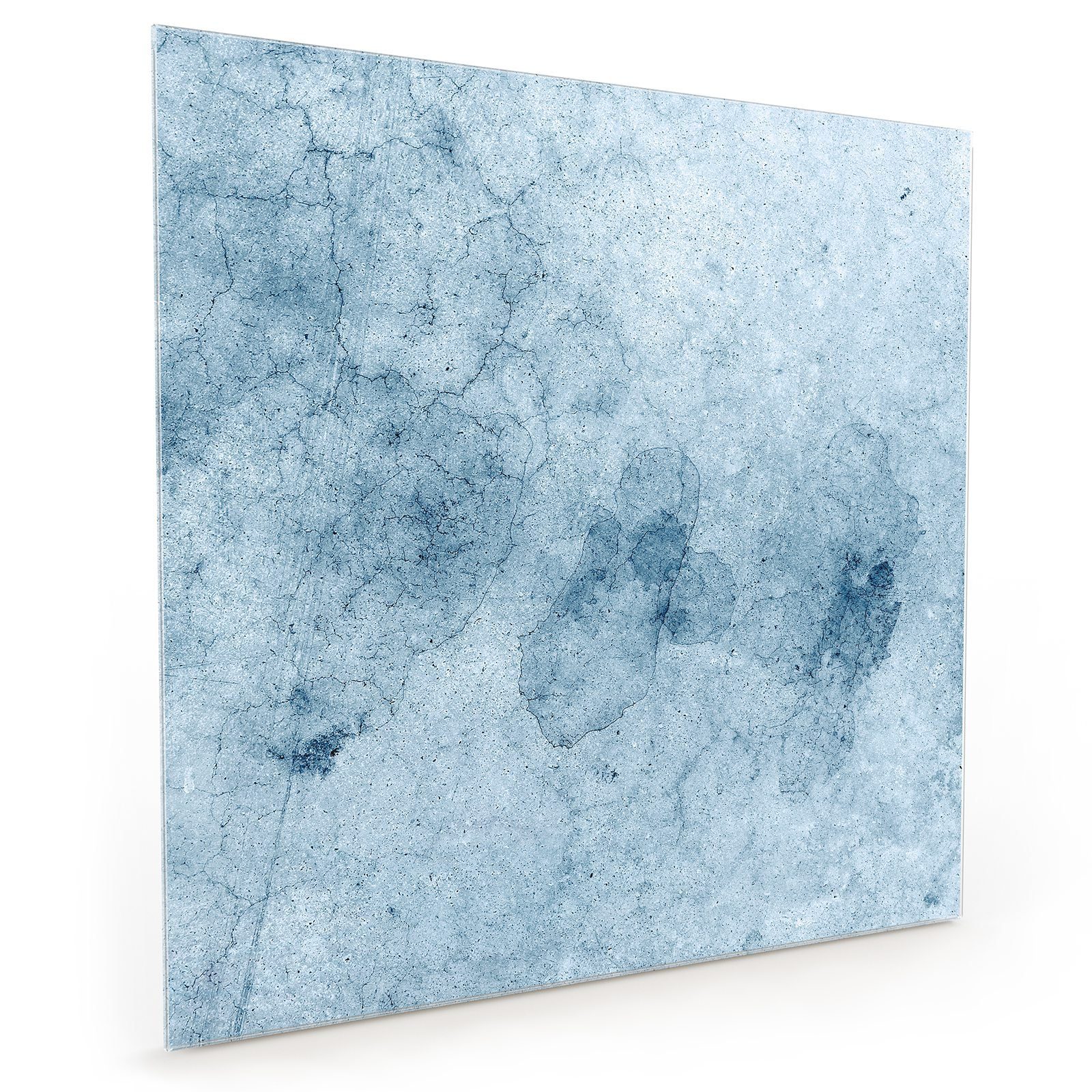 Primedeco Küchenrückwand Spritzschutz Glas Blaue Betonwand