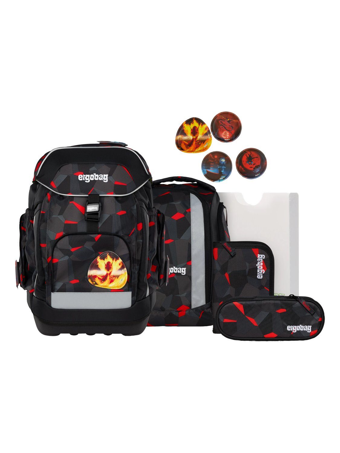 ergobag Schulranzen maxi Set (6-tlg., 6-teiliges Set), größenverstellbares Rückensystem