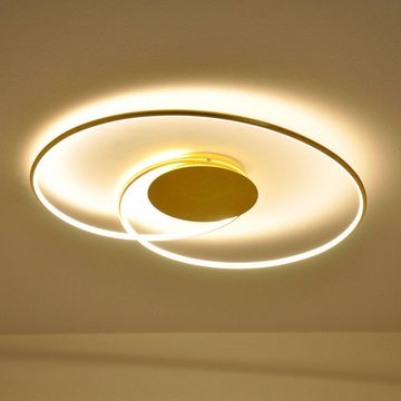 Lindby LED Deckenleuchte Joline, LED-Leuchtmittel fest verbaut, warmweiß, Modern, Kunststoff, Metall, gold, weiß, inkl. Leuchtmittel, LED Lampe