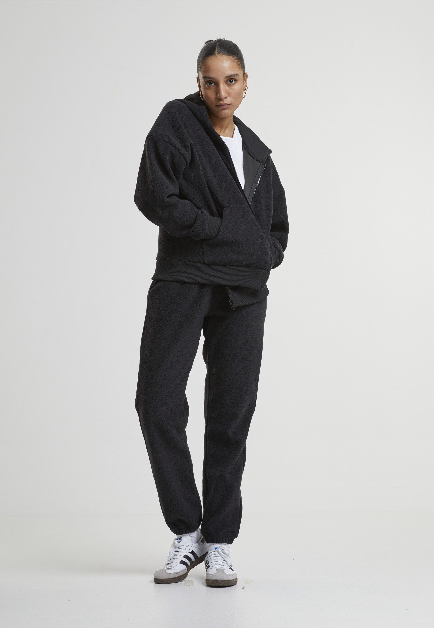 URBAN CLASSICS Sweatjacke Urban Classics Ladies Jacquard Velvet Oversized Zip Hoody – Bild 5 von 5