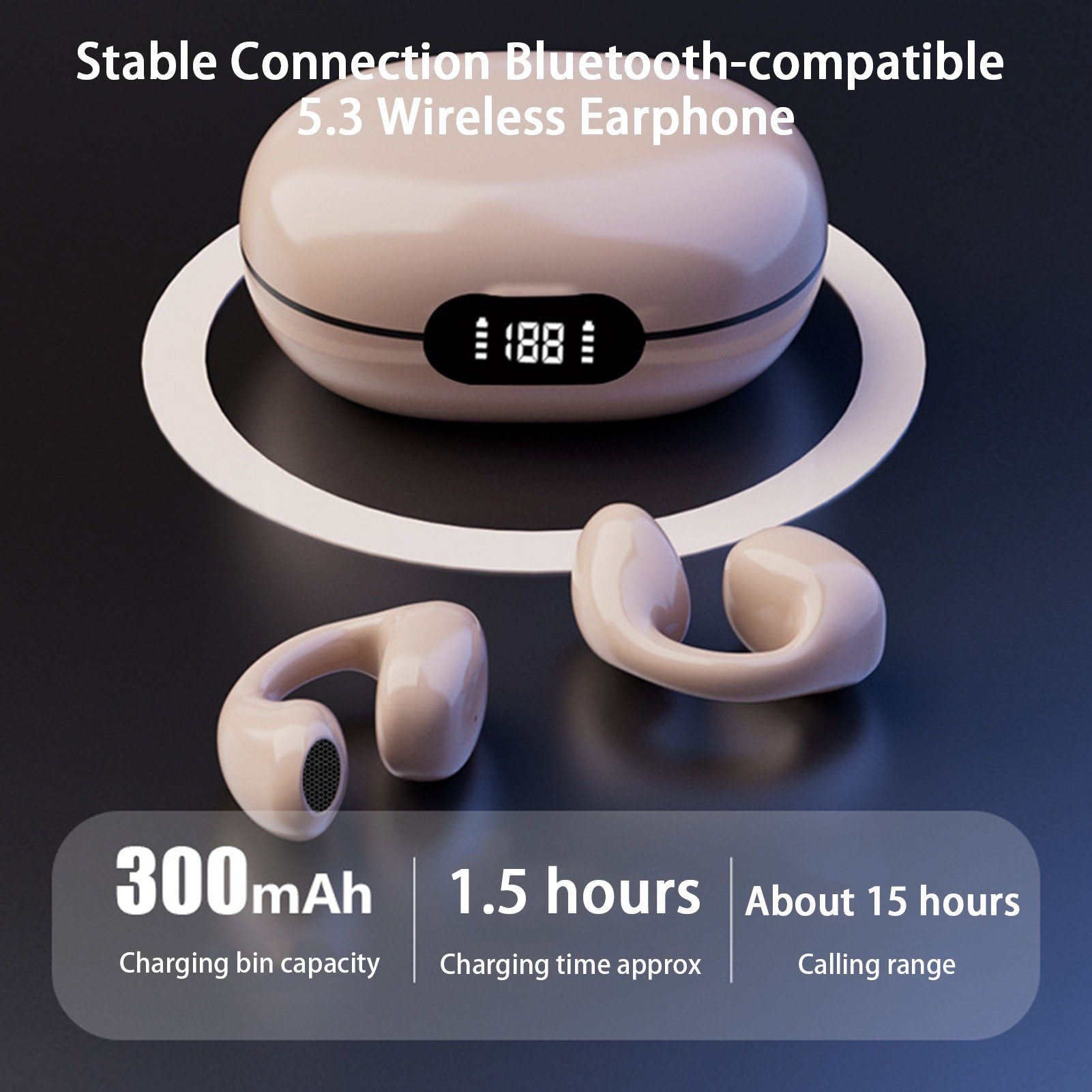 Ohrclip-Kopfhörer Beige Bone Bluetooth-Kopfhörer (Bluetooth) Bluetooth Rutaqian 5.3. Wireless Conduction
