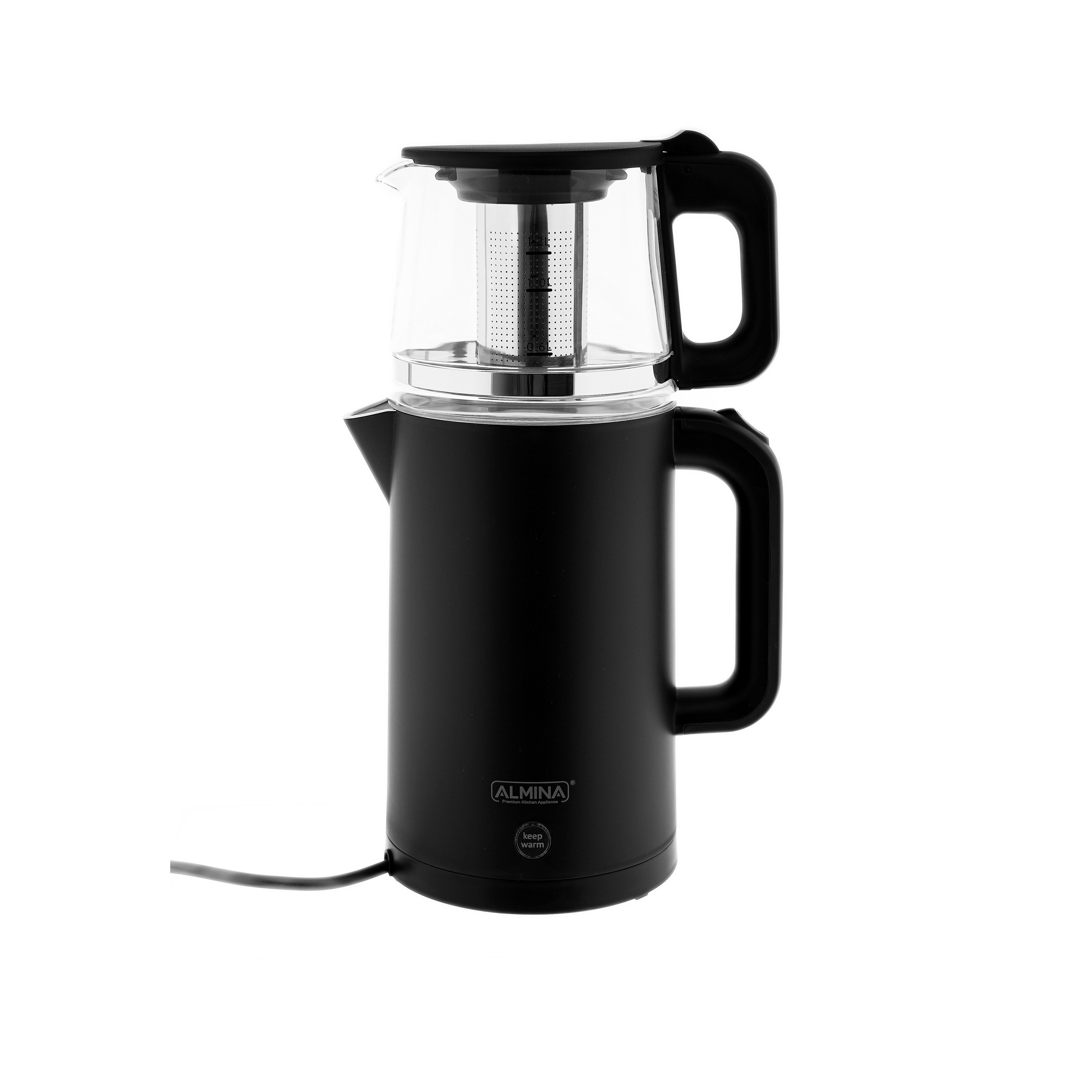 Almina Wasser-/Teekocher Demly, 1800 W, 2-in-1 Wasserkocher mit Teekanne, 1,7 L + 1,2 L