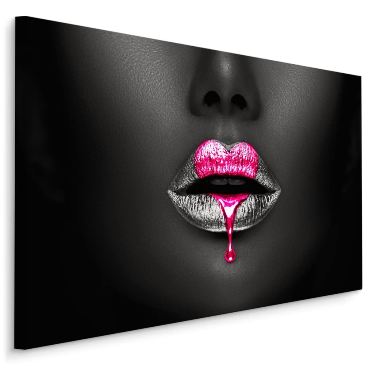 Muralo Leinwandbild Menschen – Leinwandbild Wandbild Kunstdruck Wohnzimmer, Frau (1 St), Gesicht – Frau – Silberrosa, 40 x 30 cm, aufhängefertig