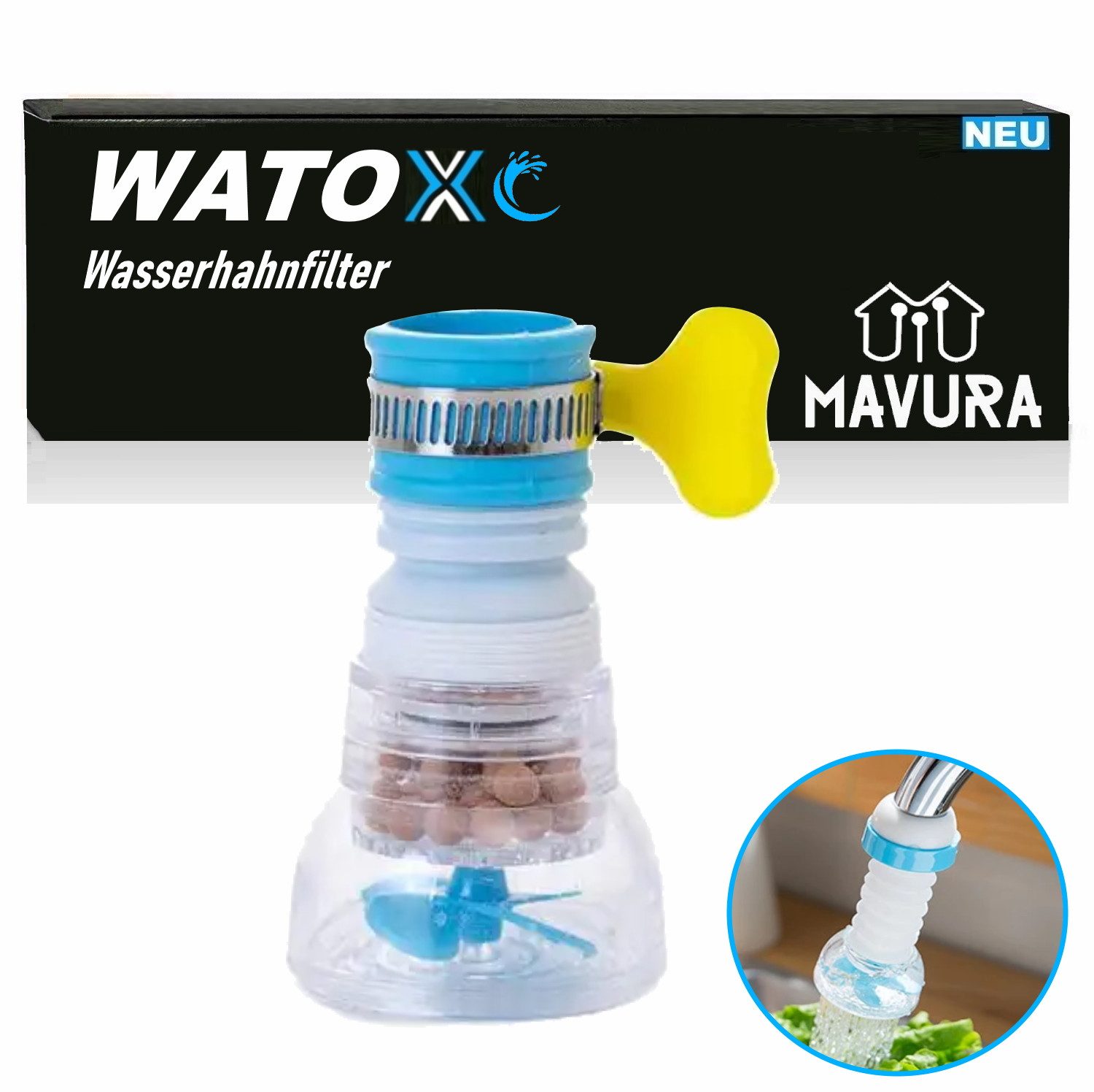 MAVURA Wasserhahnfilter WATOX Wasserhahn Filter Wasserfilter Filtersystem Wassersparer, Аератор Schwenkbrause Mischdüse Wasserhahnaufsatz Perlator