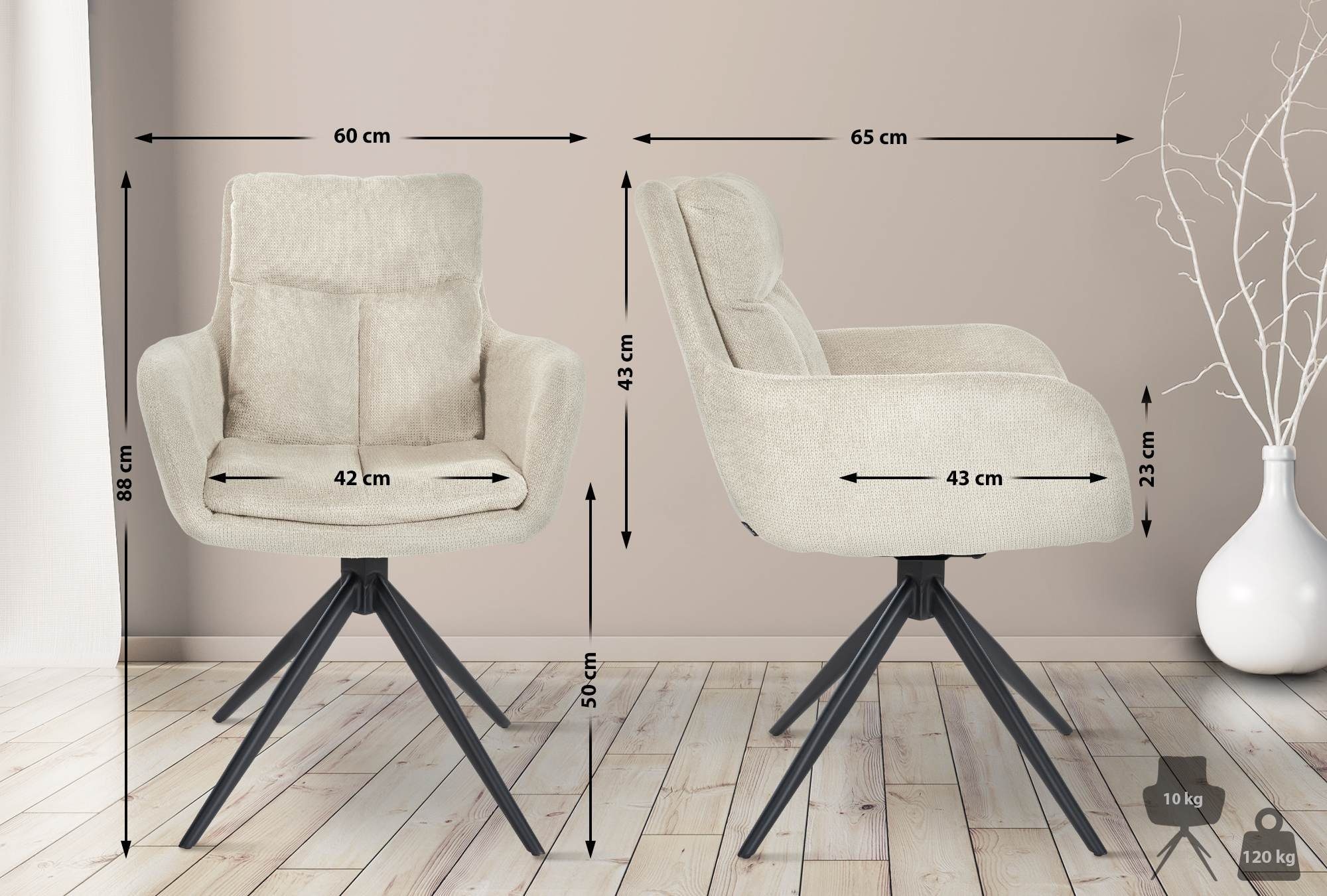 CLP Esszimmerstuhl Vilas, schwenkbarer Polster-Stuhl Mit Stoffbezug günstig online kaufen