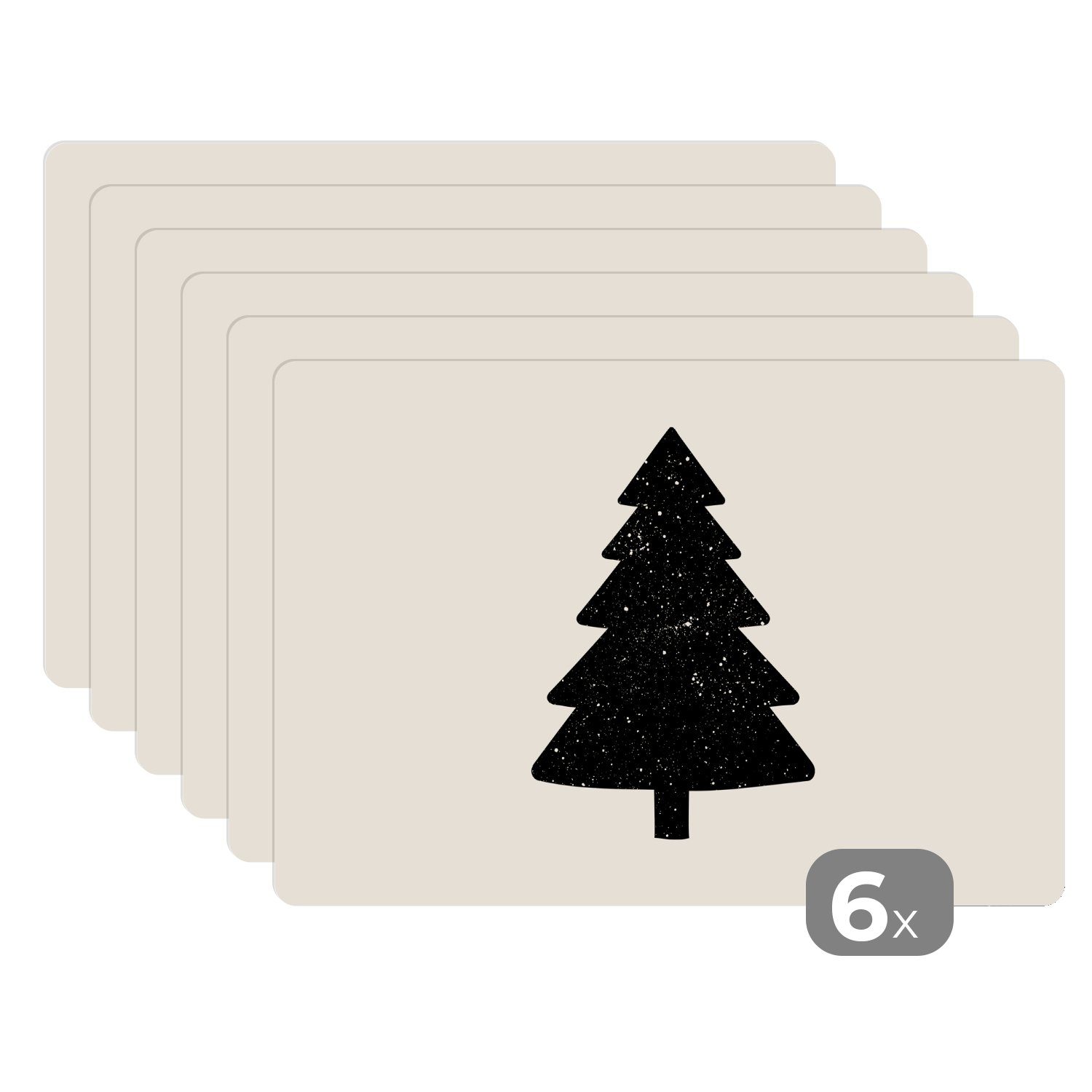 MuchoWow Platzset Weihnachtsbaum - Schwarz - Urlaub - Beige, (6-St), Platzs günstig online kaufen