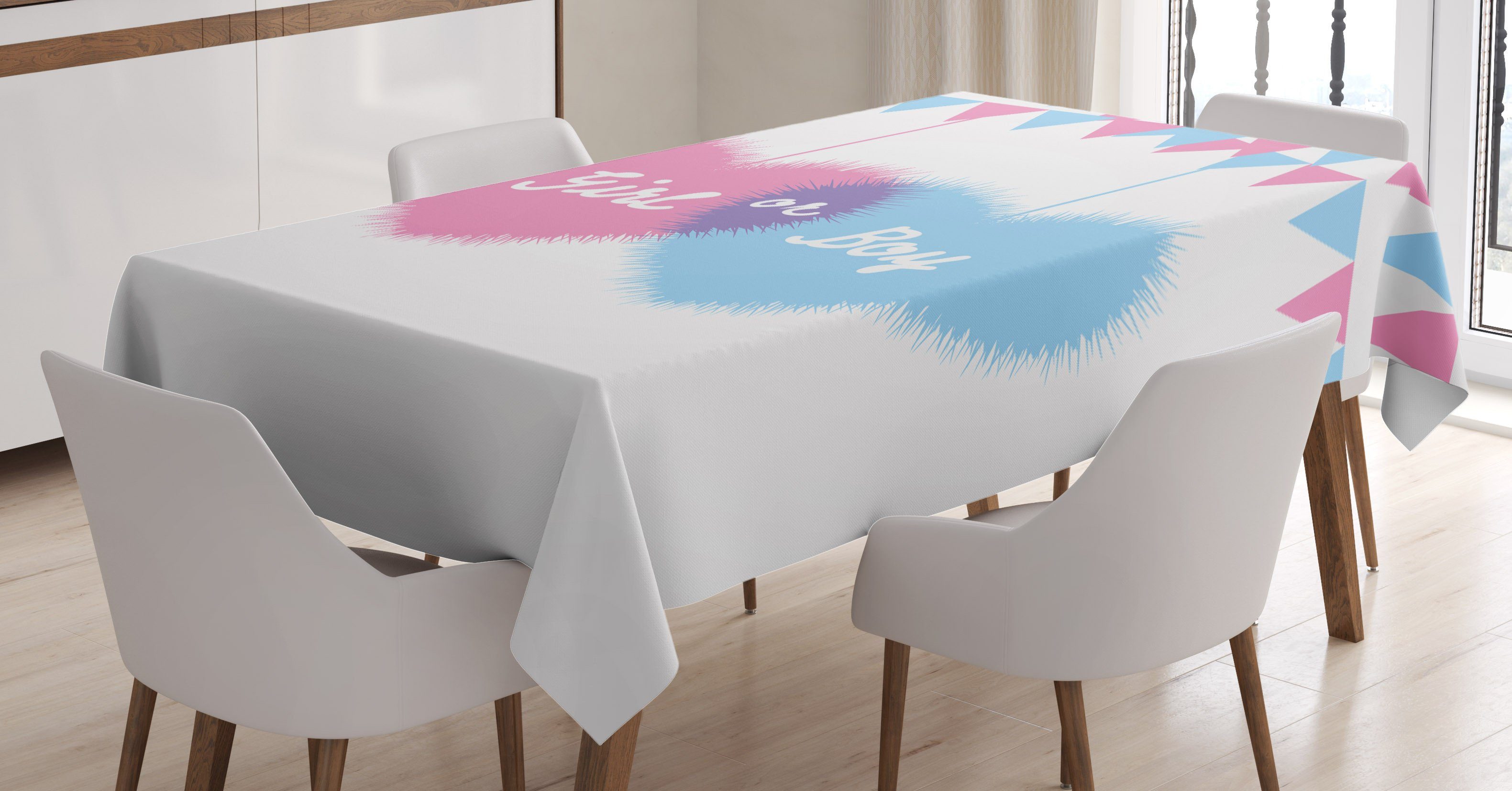 Abakuhaus Tischdecke Farbfest Waschbar Für geeignet den Bereich Klare Farben, Neugeborene Außen Mädchen-Jungen-Herz-Flaggen