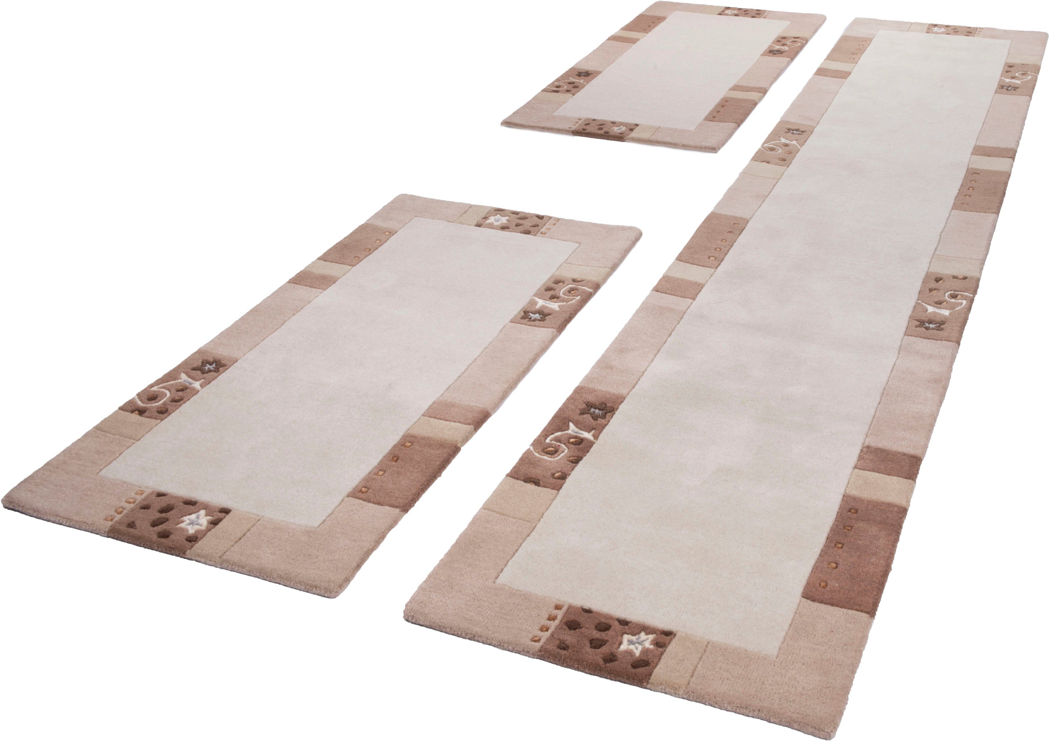 THEKO Bettumrandung Royal Ganges, Höhe 13 mm, (3-tlg), Bettvorleger, 3-teiliges Läufer-Set fürs Schlafzimmer, 95% Wolle