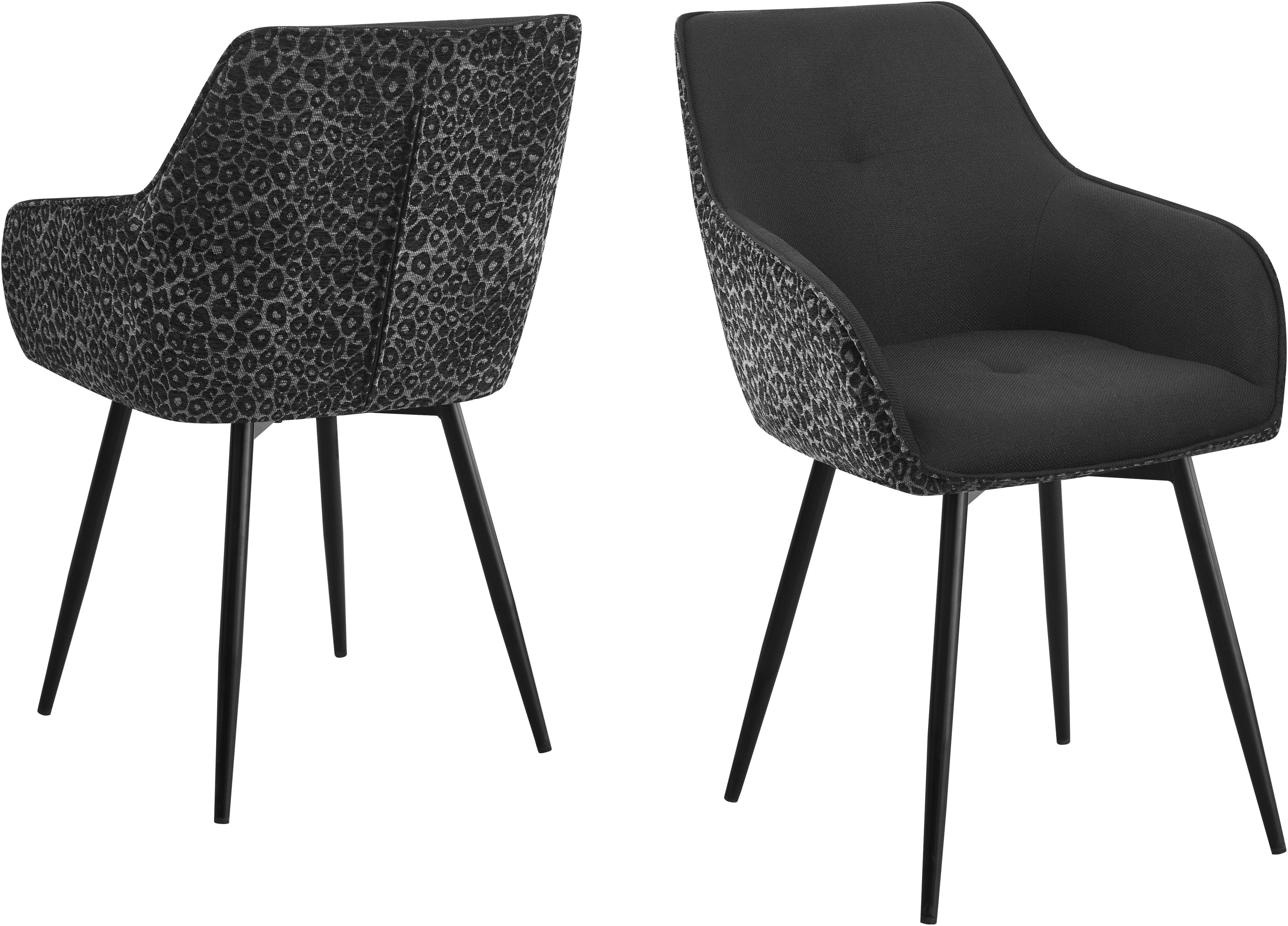 OTTO home Esszimmerstuhl Lincoln (Set, 2 St), moderner Stuhl mit Leopardenlook, Webstoff und 360°-Drehfunktion