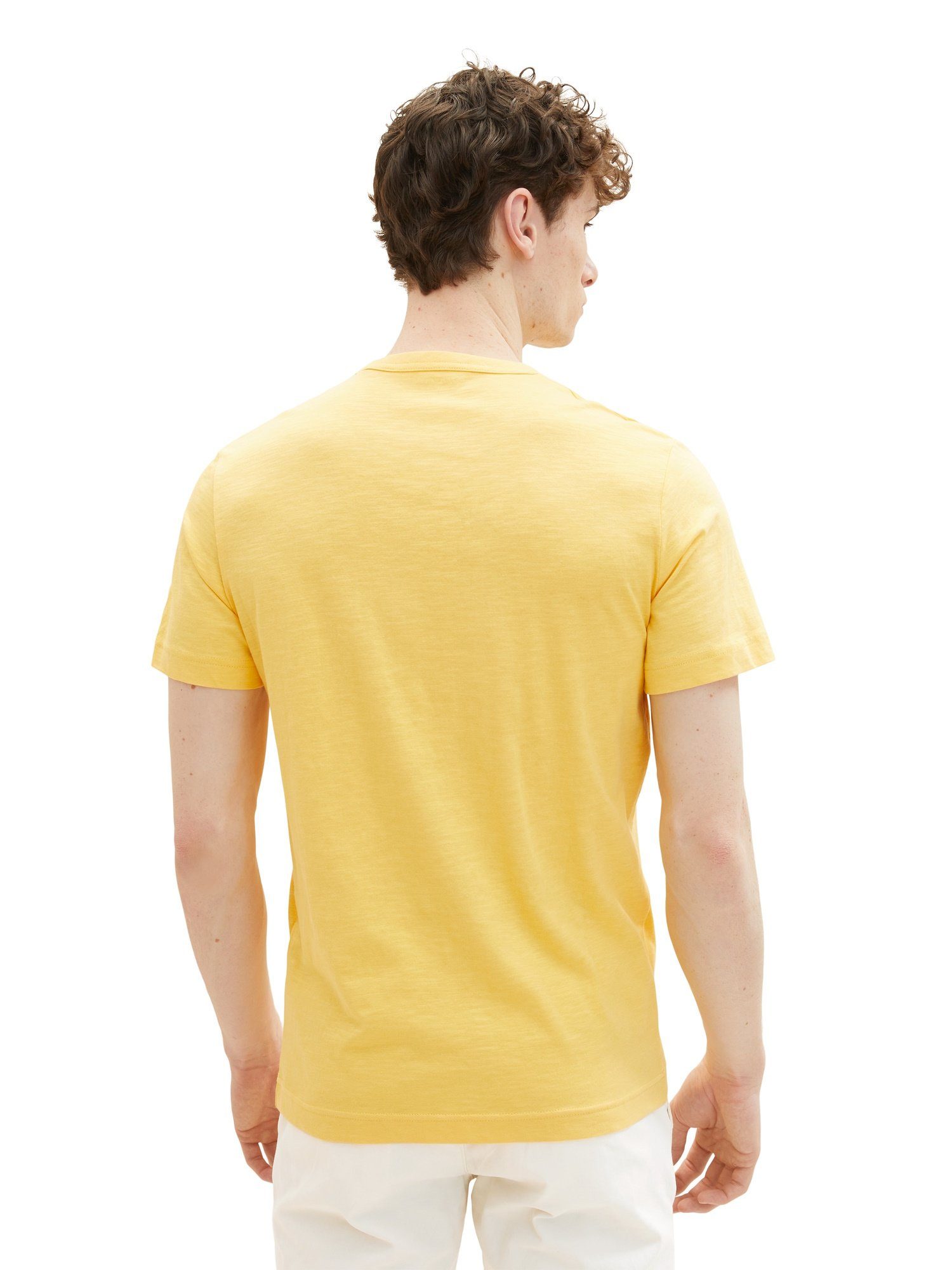TOM TAILOR T-Shirt T-Shirt Tom Tailor Kurzarmshirt mit Frontprint (1-tlg) gelb