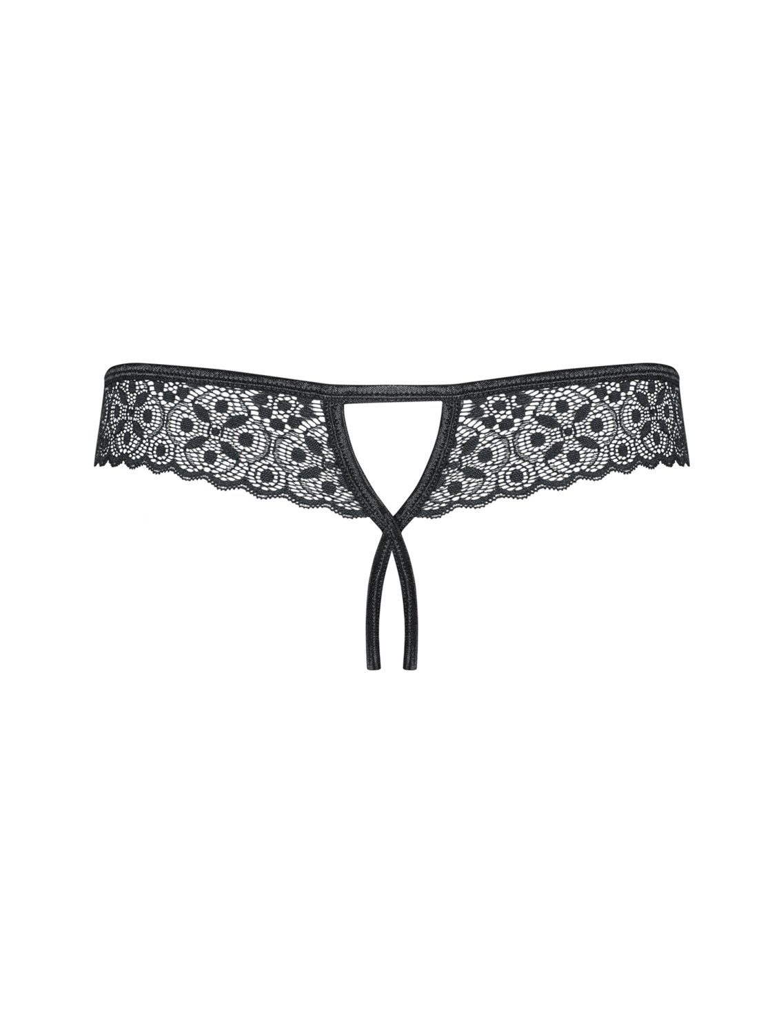 Obsessive Panty-Ouvert Ouvert-String Shibu schwarz Thong mit Schmuck transparent (einzel, 1-St)