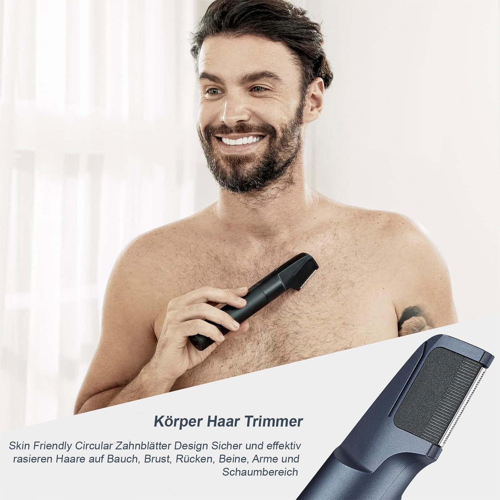 REDOM Haarschneider Haarschnitt-Set Haarschneidemaschine Barttrimmer Nasenhaartrimmer, mit USB-ladbar LED-Anzeige Wasserdicht IPX6 Edelstahlklingen, Haarschnitt-Pflegeset Män Geschenke