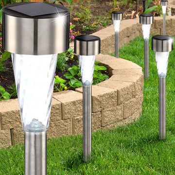 etc-shop LED Gartenleuchte, LED-Leuchtmittel fest verbaut, 10er Set LED Solar Steck Lampen Terrassen Außen Beleuchtung