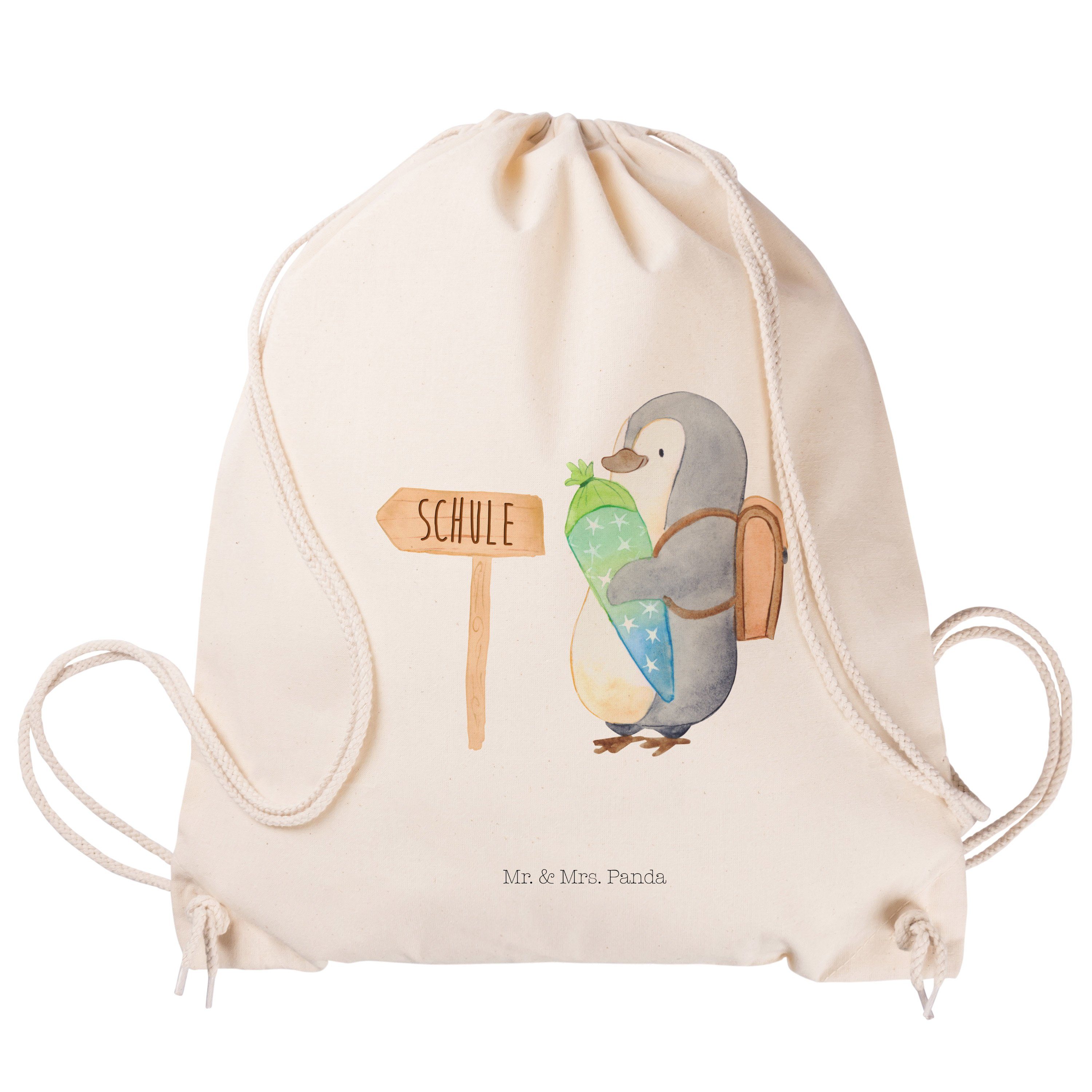 Panda & Geschenk Tasche, (1-tlg) Transparent Mrs. - Pinguin Sporttasche Geschenk, Mr. Schultüte - Eins zur