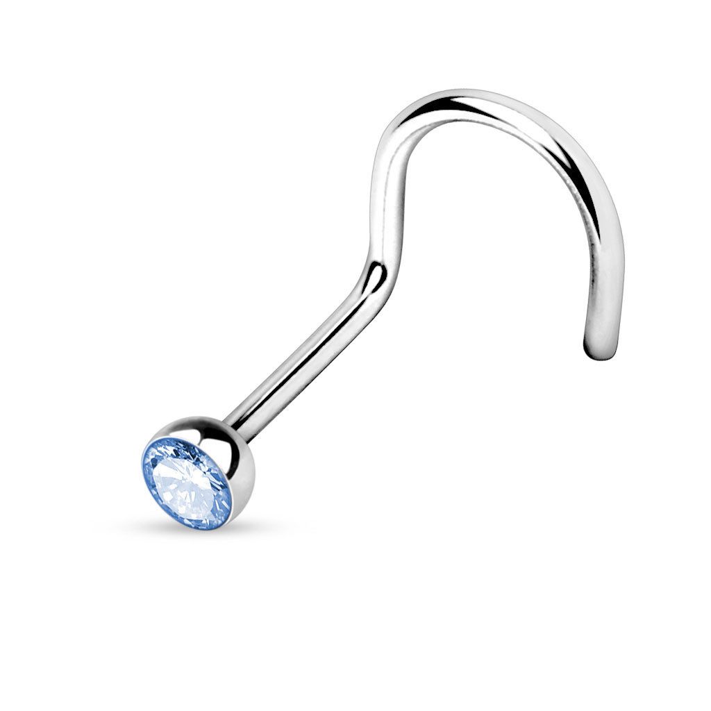 viva-adorno Nasenpiercing 1,0mm Nasenstecker gebogen Zirkonia Kristall Nase günstig online kaufen