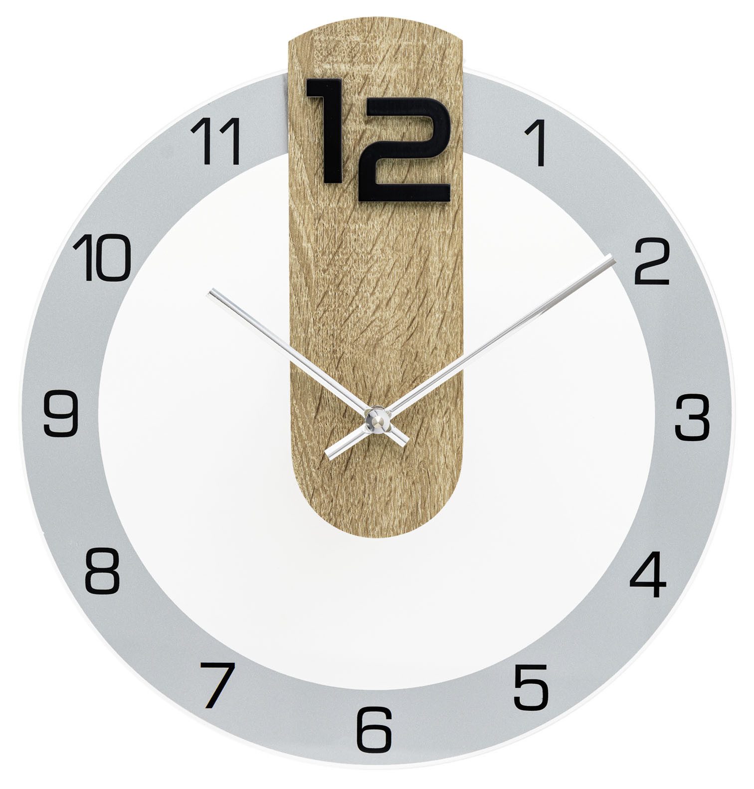 AMS Wanduhr (Quarzuhr, Holz, Wohnzimmer, Esszimmer, Küche, Arbeitszimmer, Büro,Flur)