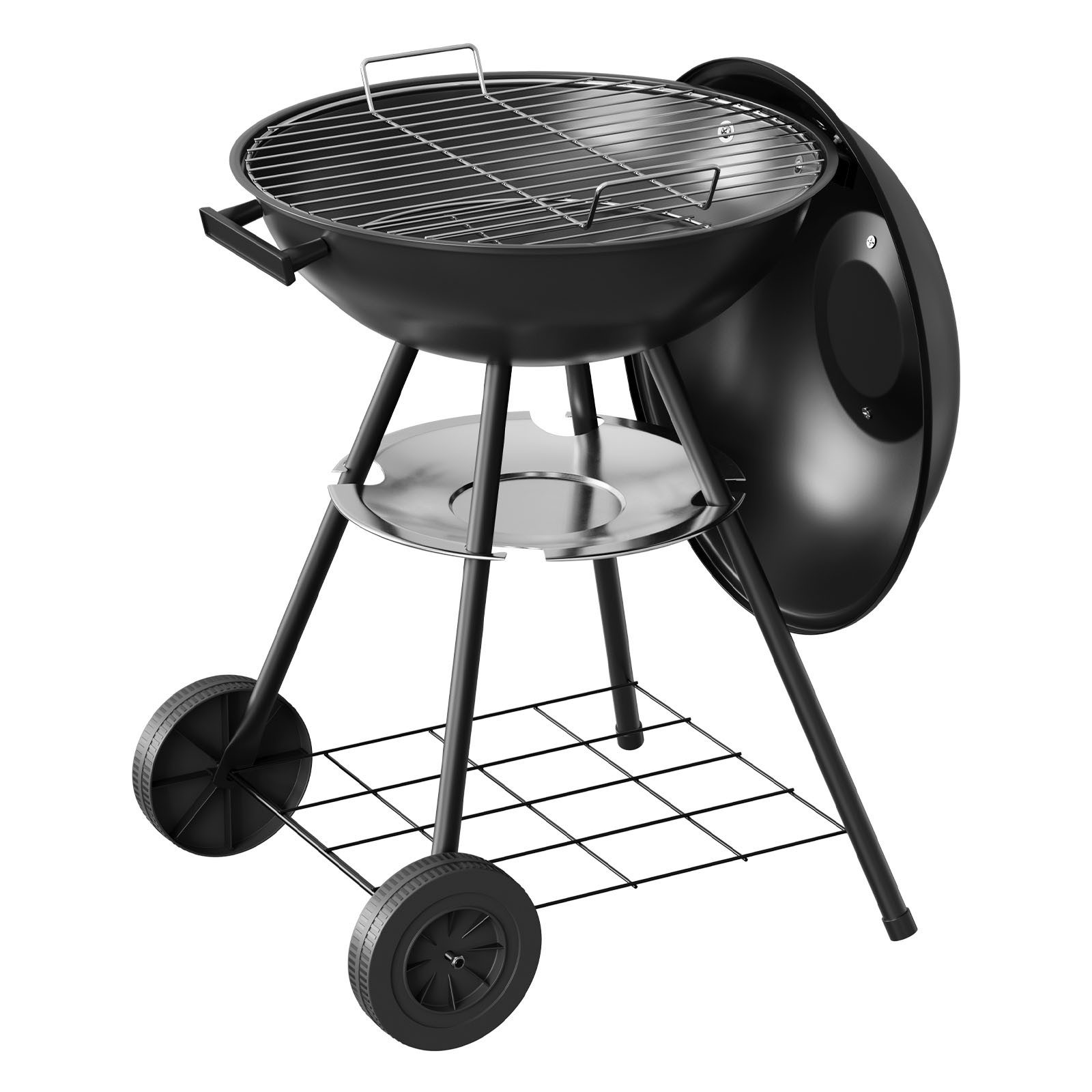 Woltu Holzkohlegrill, Holzkohle Barbecue Grill mit Räder für Garten Camping