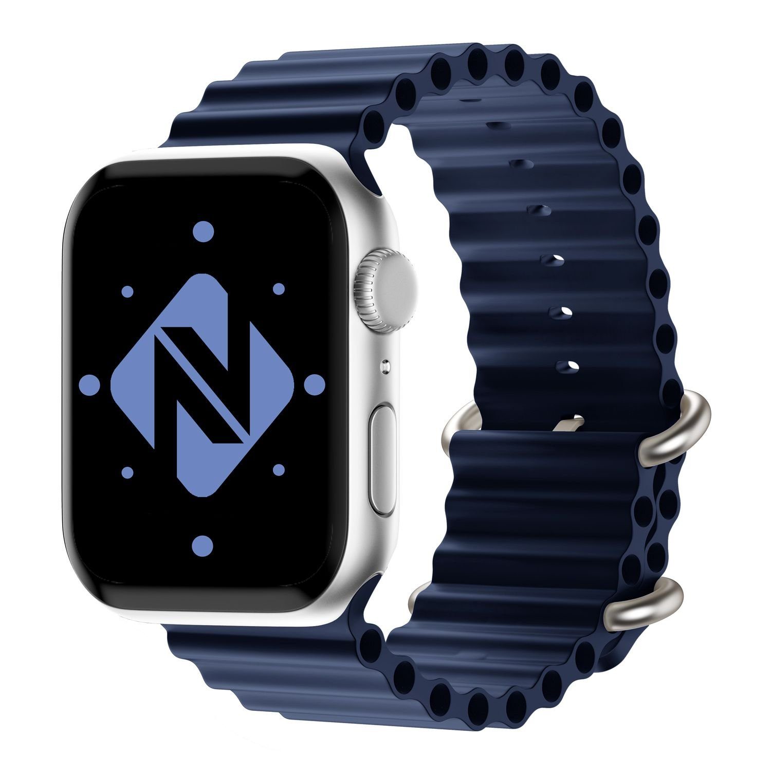 Nalia Smartwatch-Armband Apple Watch 38mm/40/41/42(Serie 10/11), Ocean Style Sportarmband / Silikon Ersatzband / Metall-Ring Verschluss