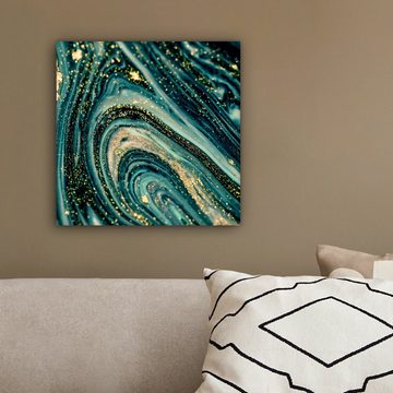 OneMillionCanvasses® Leinwandbild Marmoroptik - Luxus - Gold - Türkis - Glitzer, (1 St), Leinwand Bilder für Wohnzimmer Schlafzimmer