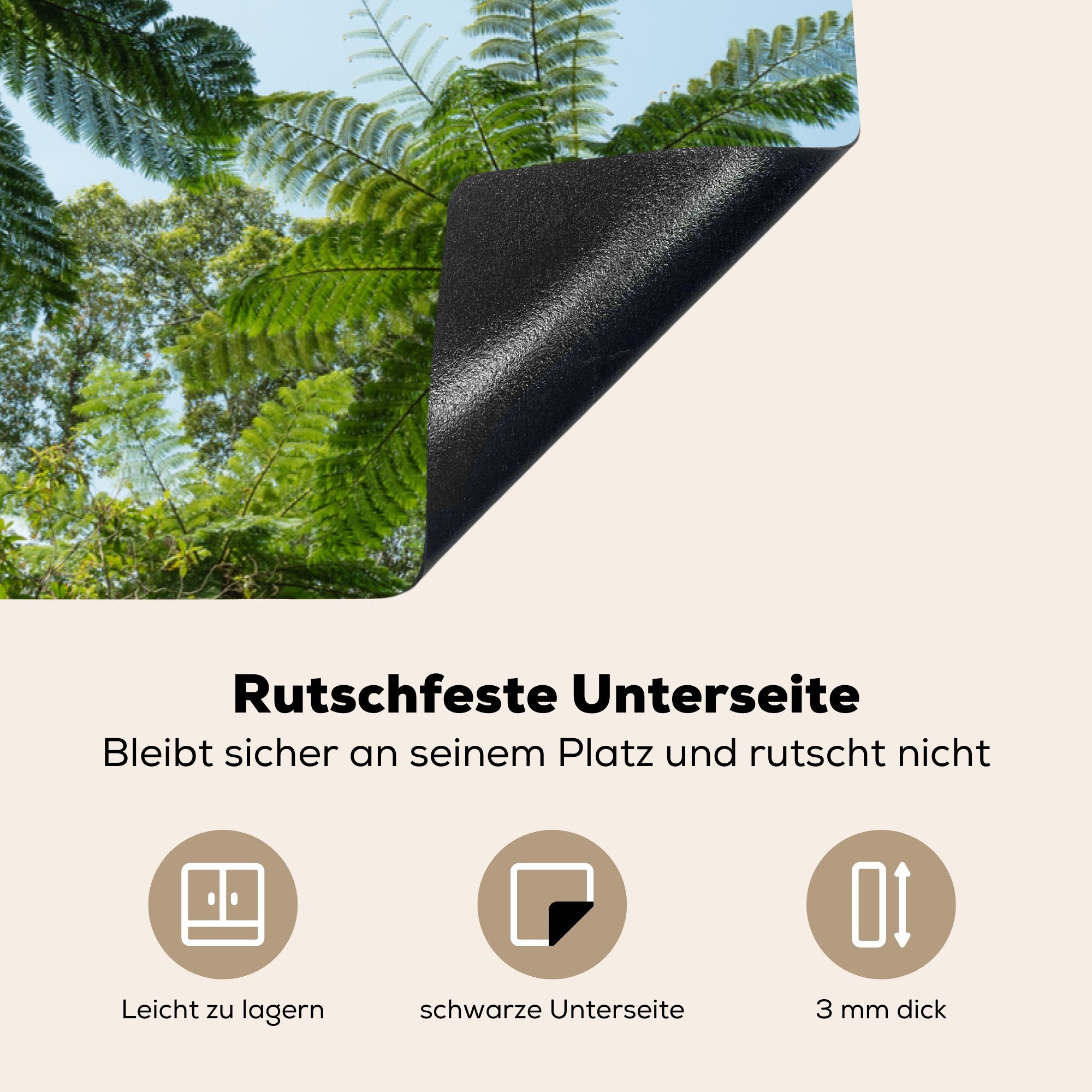 Bäume im und Herdblende-/Abdeckplatte MuchoWow die (1 Blätter Ceranfeldabdeckung Vinyl, Dschungel, Induktionskochfeld küche, cm, für 81x52 Schutz tlg),