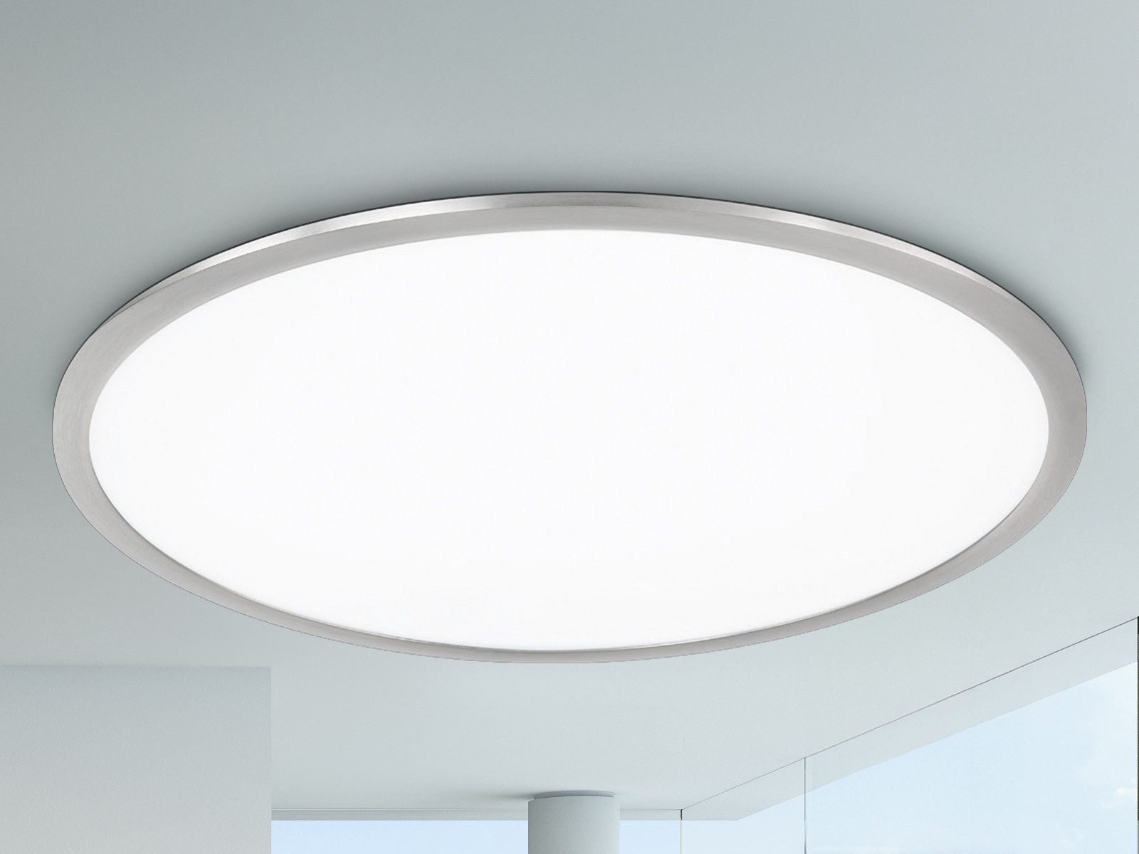 TRIO Leuchten LED Deckenleuchte, LED fest integriert, Warmweiß, LED Deckenpanel aus Metall, minimalistisch und extrem flach Ø62cm groß