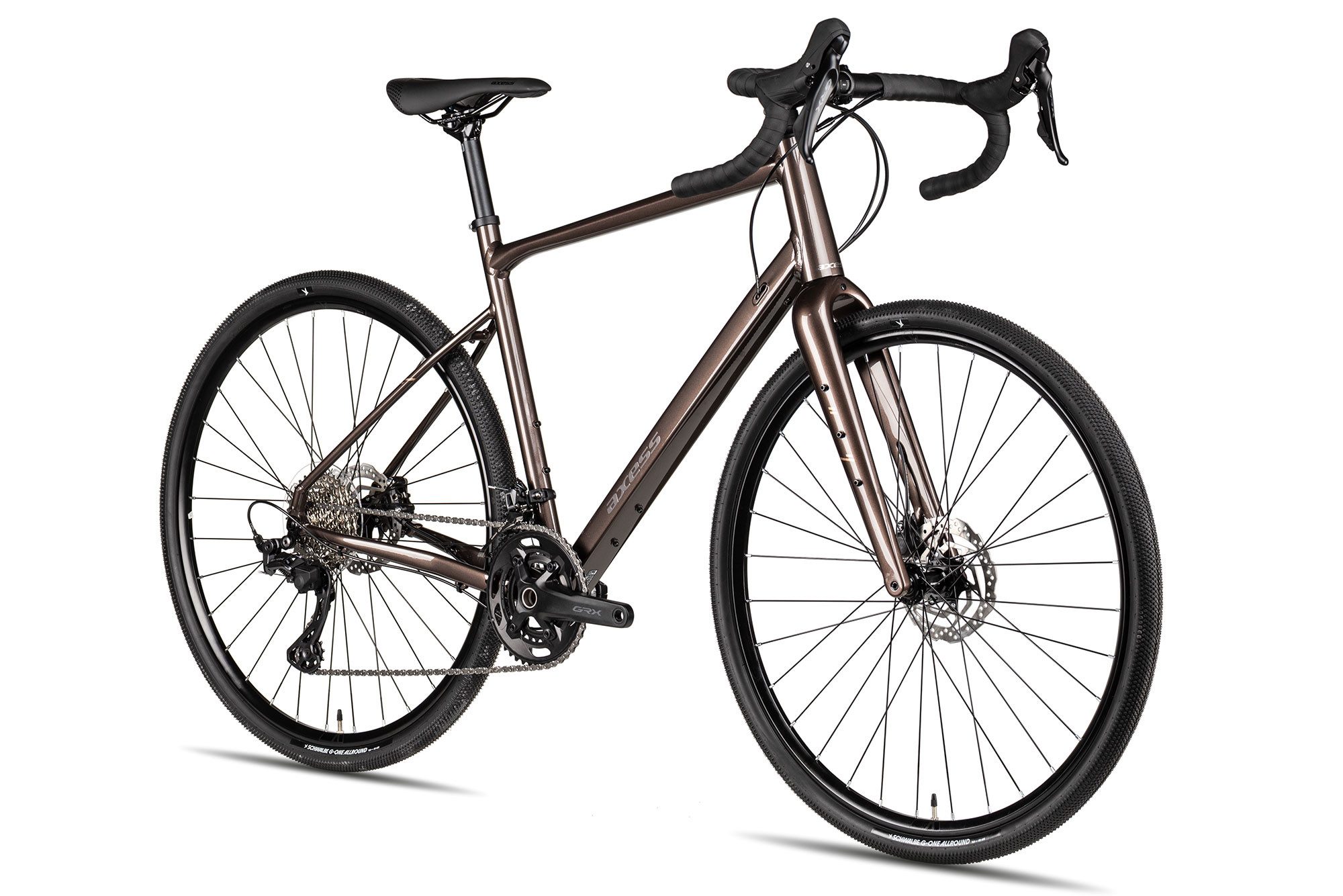 Axess Gravelbike CREED ADV, 24 Gang Shimano GRX RD-RX820, 12-Speed, Shadow Plus Schaltwerk, Kettenschaltung, hydraulische Scheibenbremse braun/beige