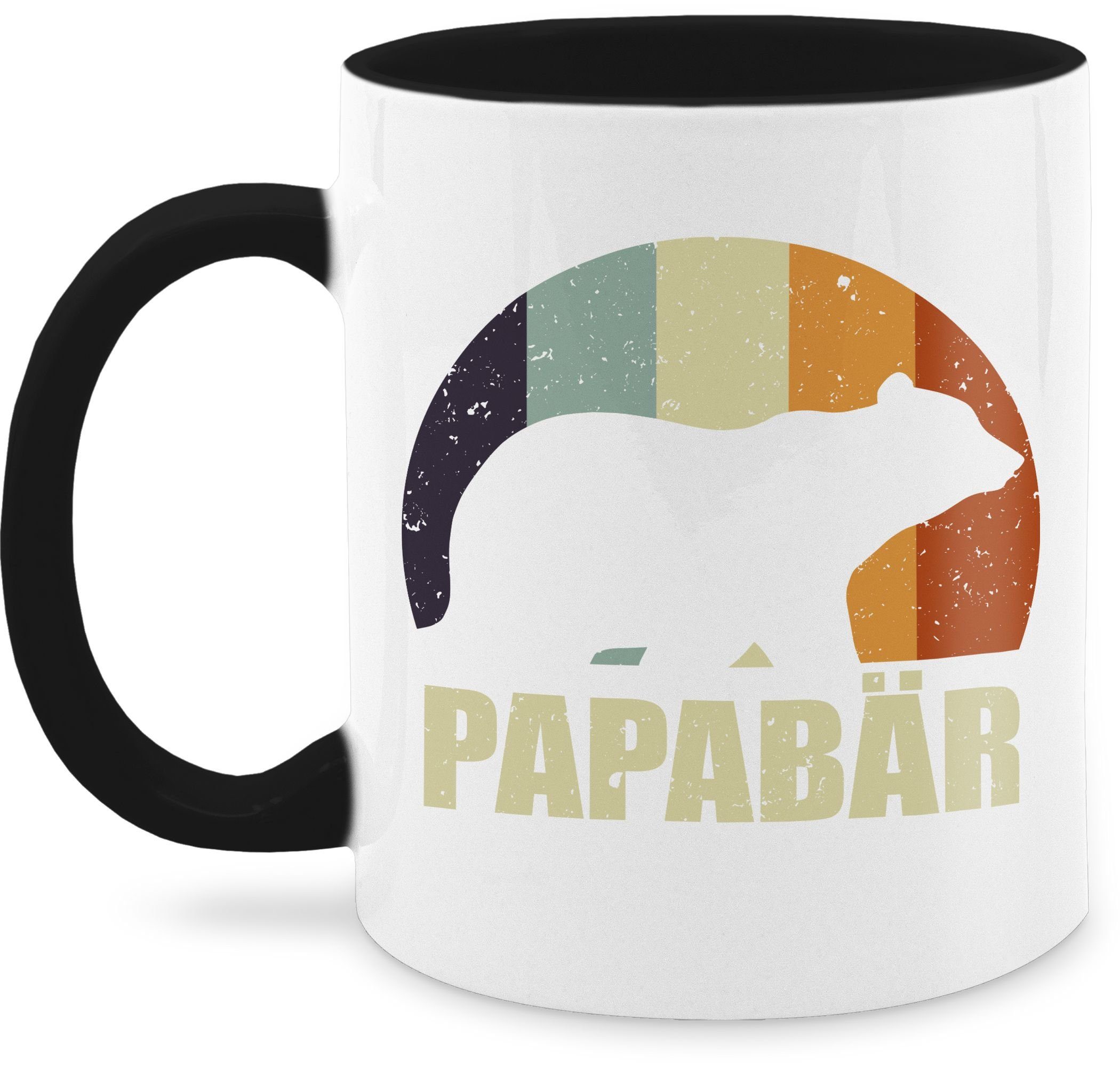 Shirtracer Tasse Papa Bär Papa Bear, Keramik, Geschenk Vatertag Kaffeetasse 2 Schwarz