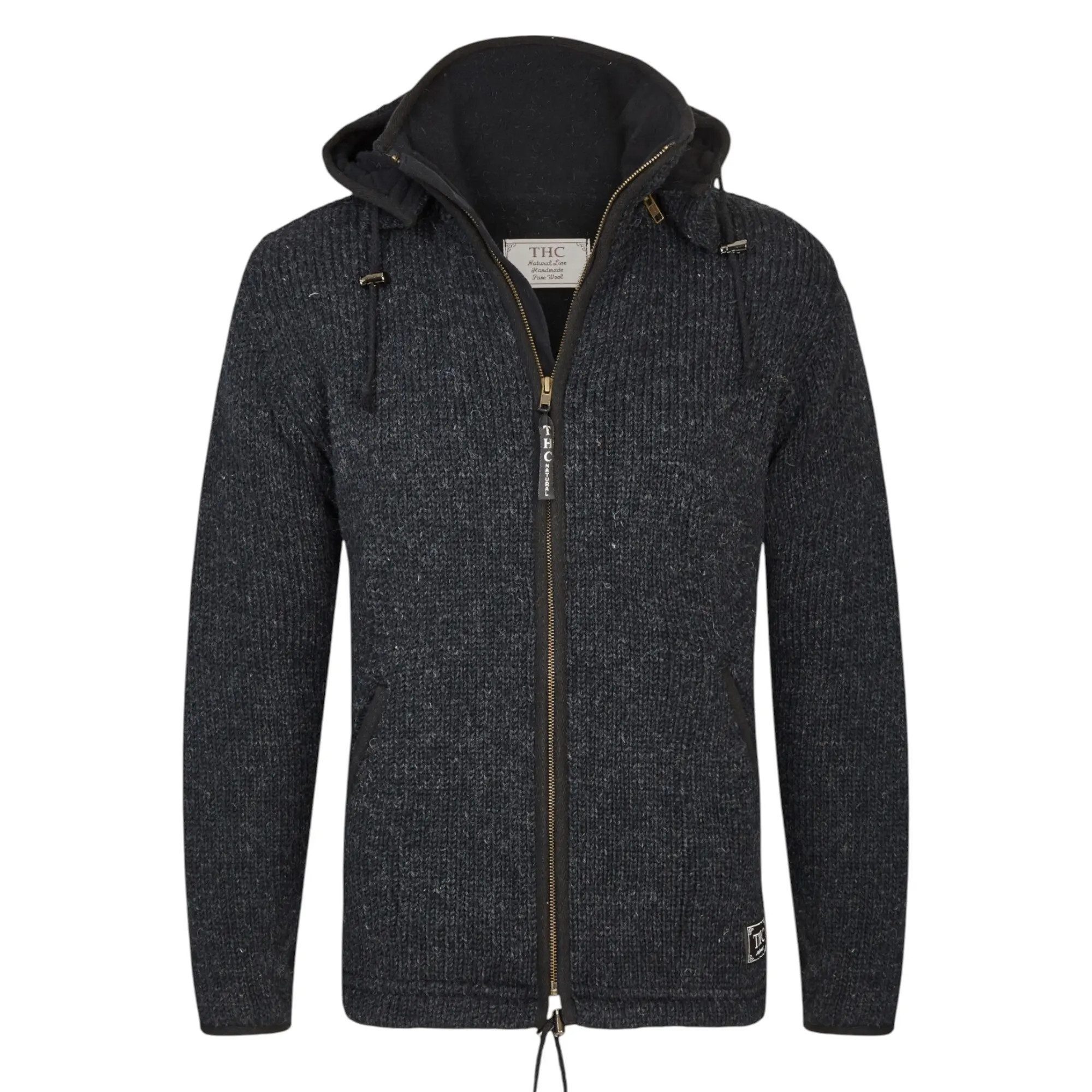 Strickjacke THC Schafwollstrickjacke anthrazit 509