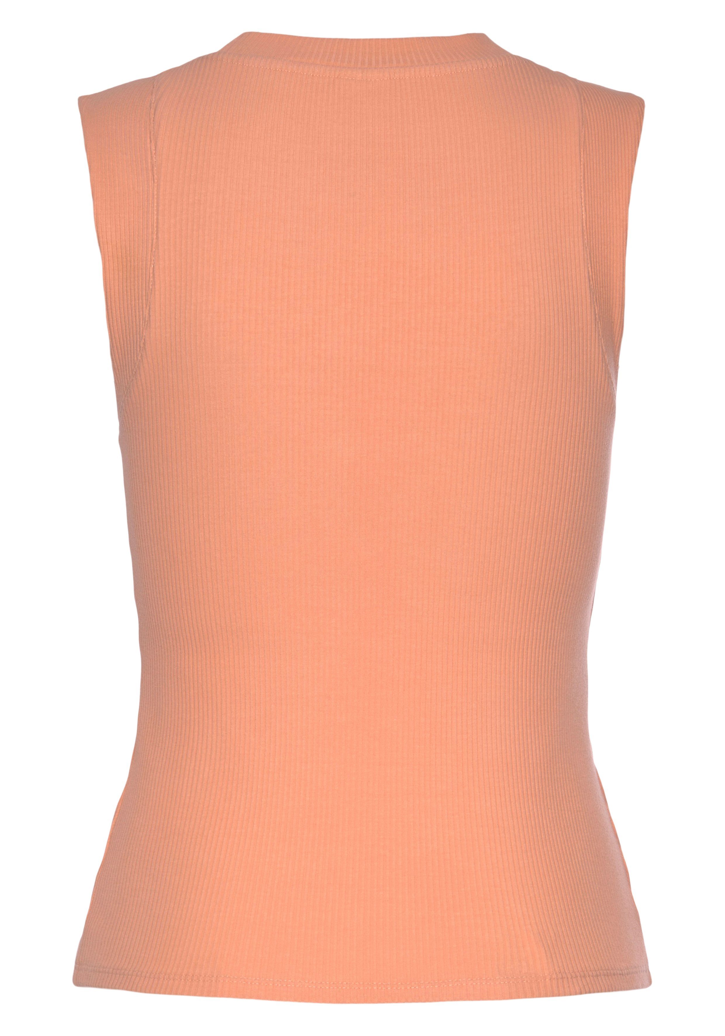 LASCANA Ripptanktop mit breiten Trägern und hohem Ausschnitt Tanktop aus weicher Rippware, figurbetonte Passform, Basic, casual – Bild 4 von 5