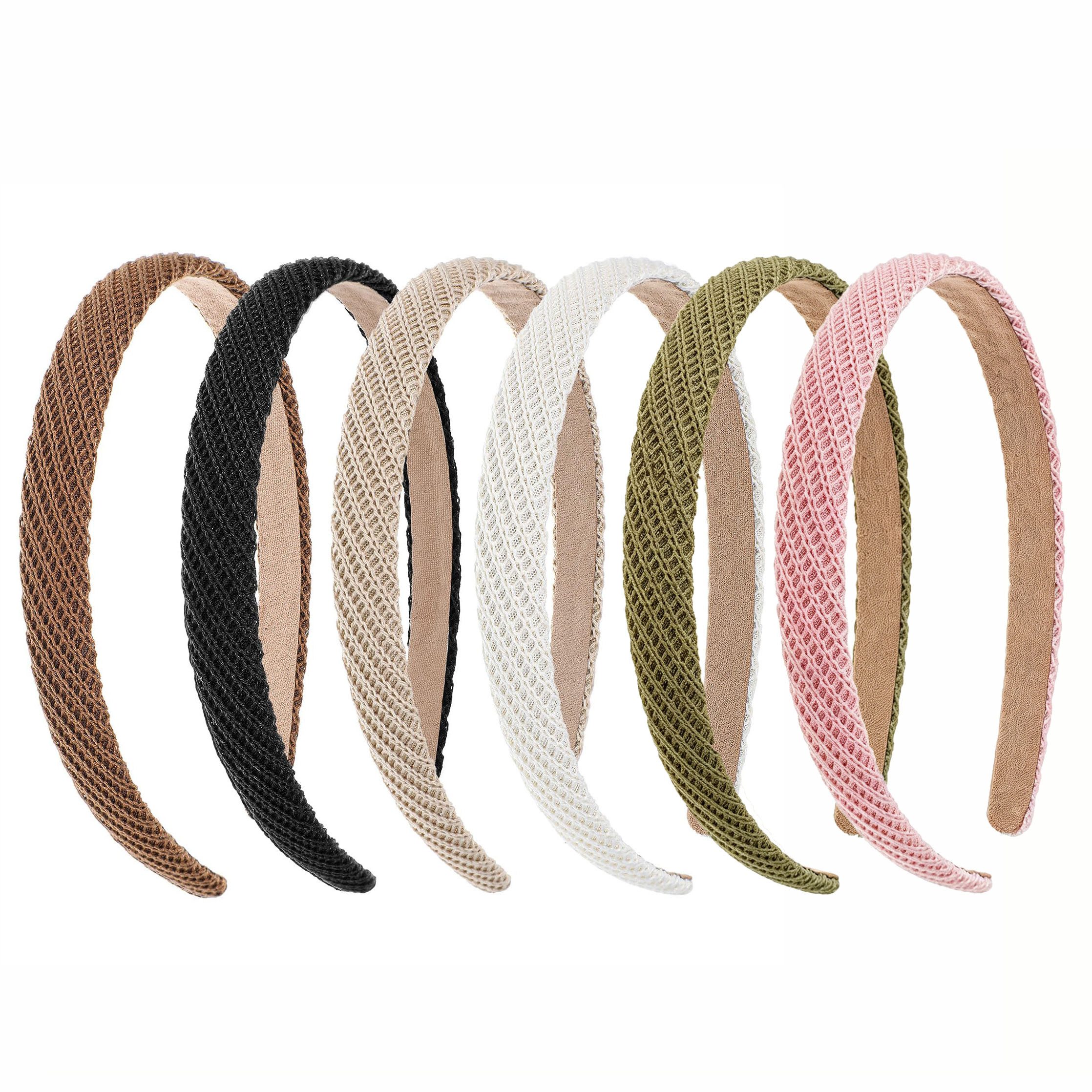Zaewry Haarreif 6-teiliges modisches Haarreifen-Set, elegantes schmales Haarreif, 6-tlg., einfarbiger Haarband, Stirnband für Mädchen und Damen im Alltag