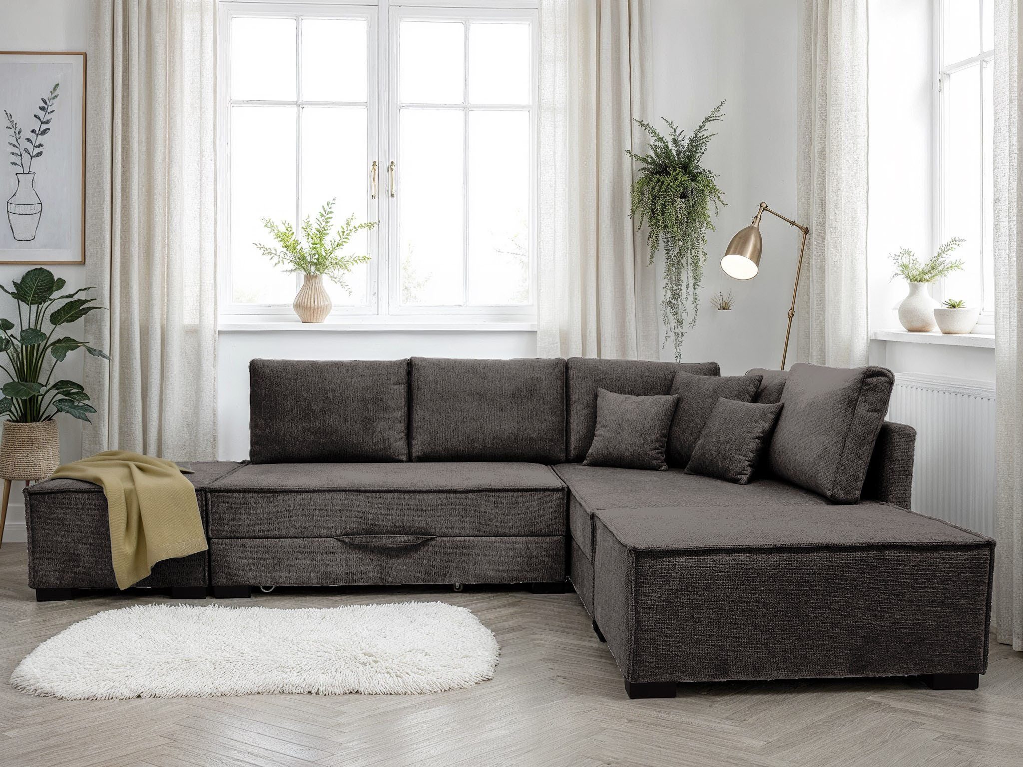Home affaire Ecksofa Night & Day L-Form, Breite 316 cm mit Dauer-Schlaffunktion, inkl. Bettfunktion, Bettkasten und Keder, Boxspringbett 180x200 cm