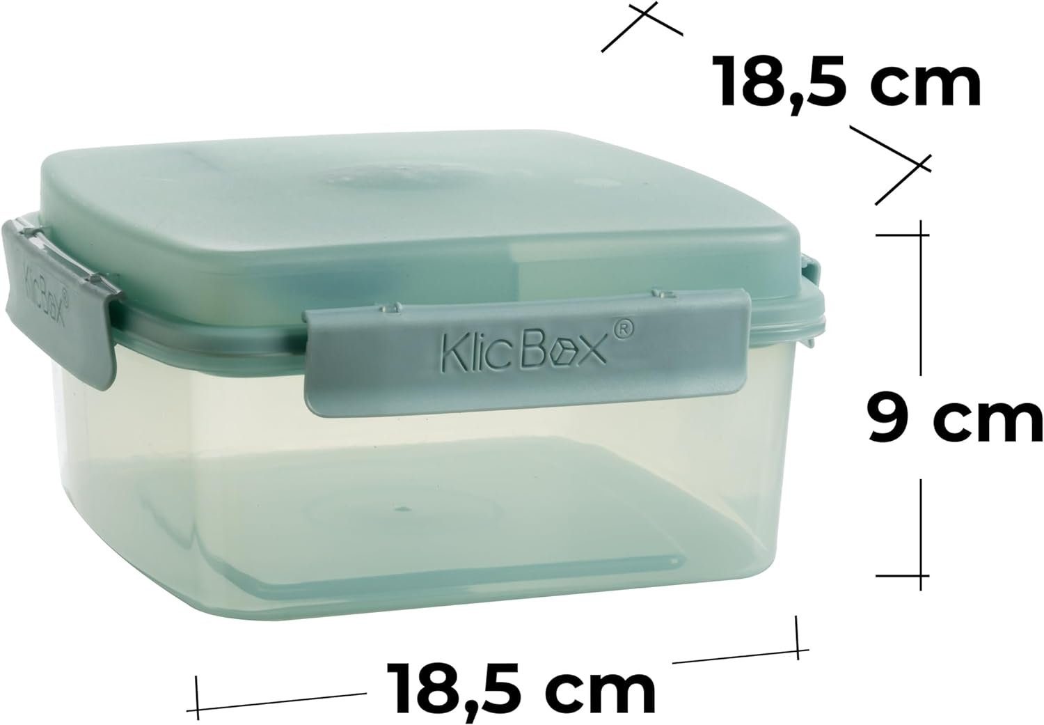 Centi Lunchbox 3er Set mit Besteck und Dressingbehälter, Salatbox to go, Kunststoff, (3-tlg., 9 cm*18.5 cm*18.5 cm), Essensbox mit Click-Verschluss