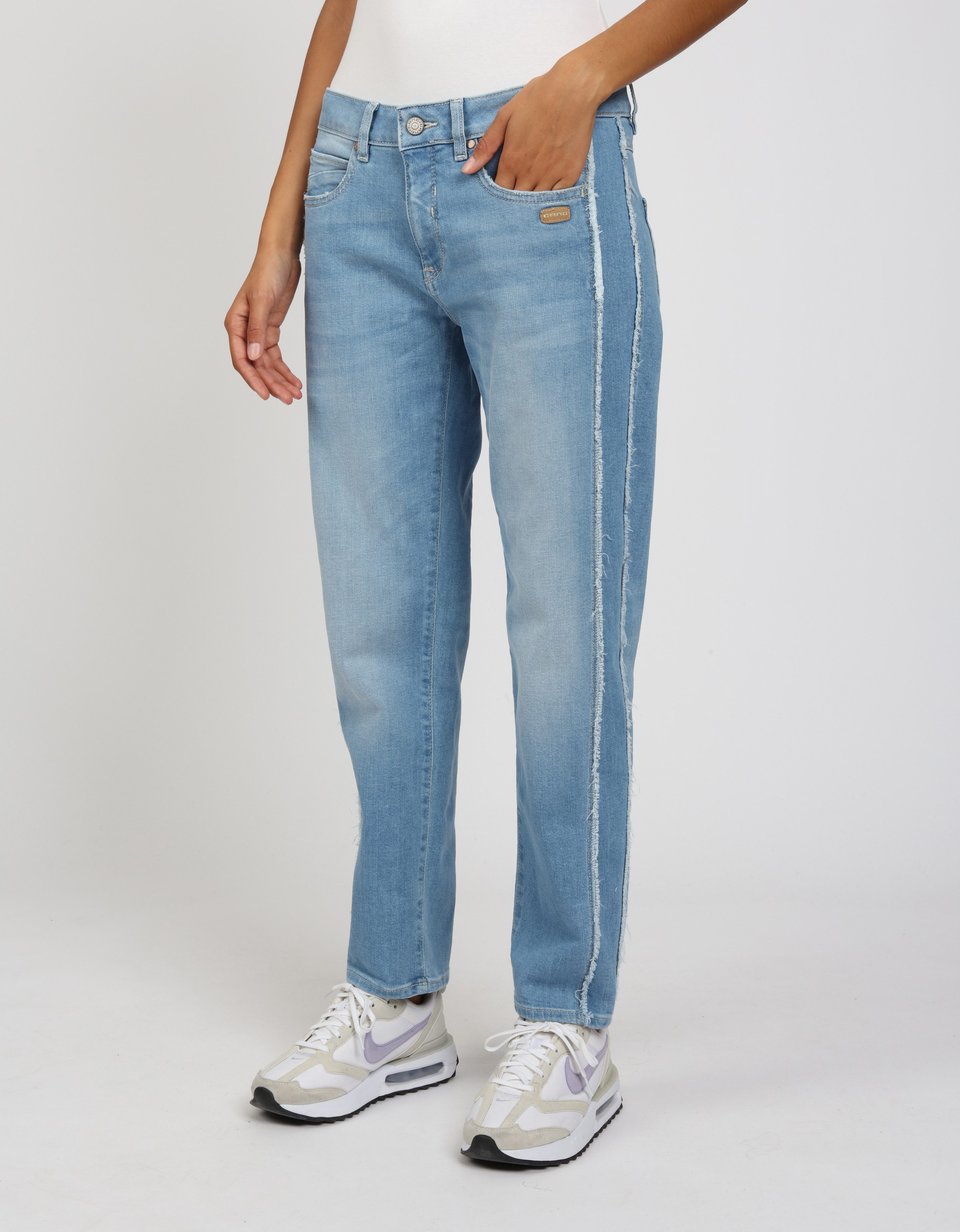 GANG Boyfriend-Jeans 94NADIA mit seitlichen Fransenstreifen günstig online kaufen