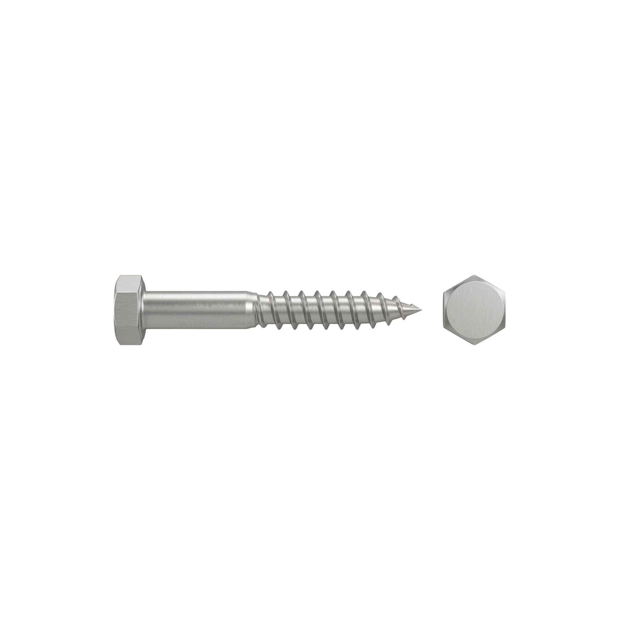 Contorion Schraube DIN 571 Sechskant-Holzschraube 8x45 Edelstahl A4 blank 100 Stk