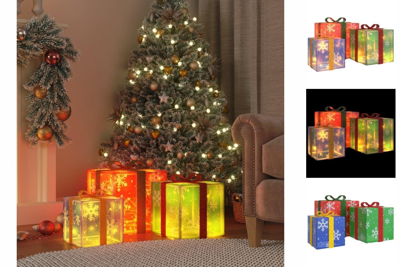 vidaXL Dekolicht Beleuchtete Geschenkboxen 3 Stk 64 LEDs Warmweiß Mehrfarbig