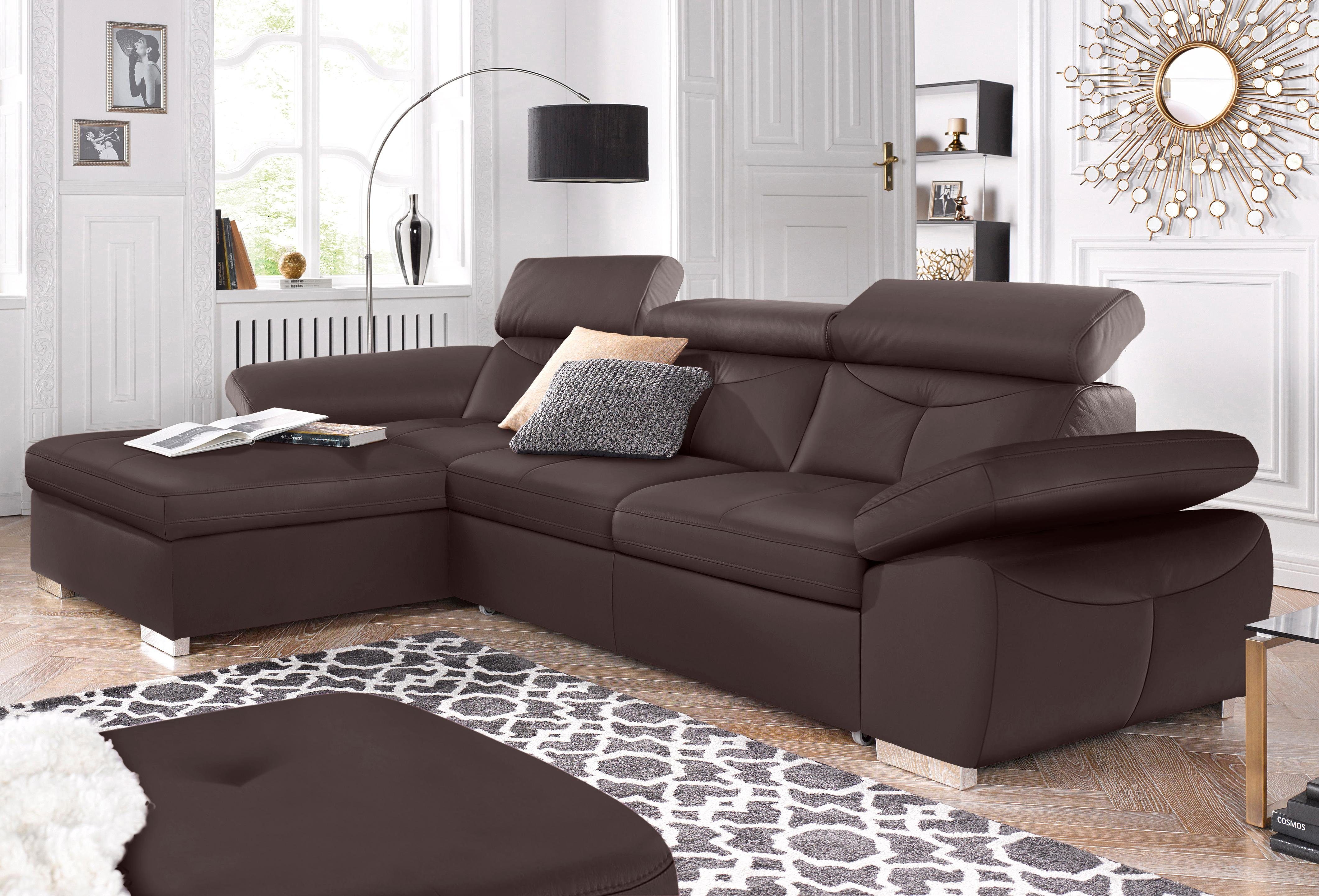 exxpo - sofa fashion Ecksofa Spring, super bequem, mit Armteil- und Kopfteilfunktion, L-Form, wahlweise mit Bettfunktion und Bettkasten