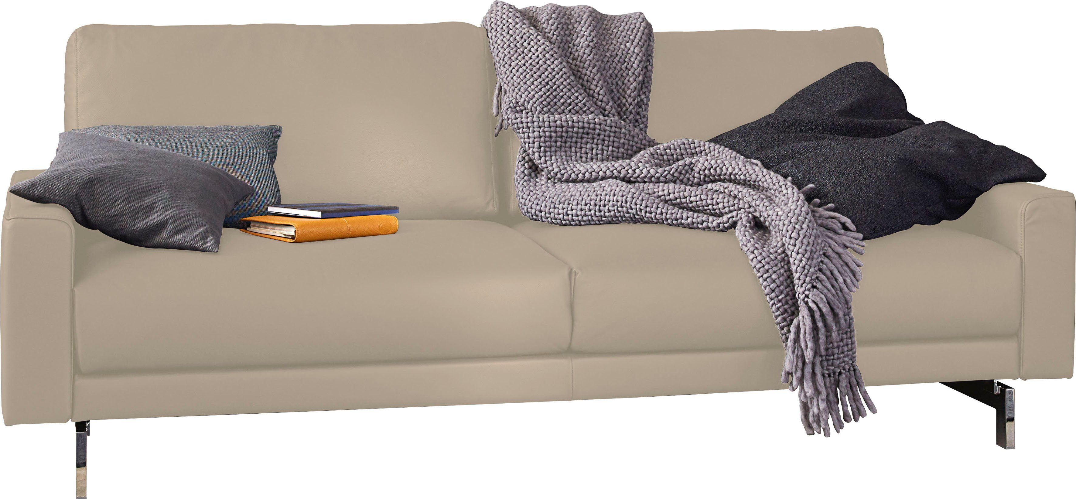 hülsta sofa glänzend, Breite 2-Sitzer Fuß Armlehne chromfarben 164 cm niedrig, hs.450