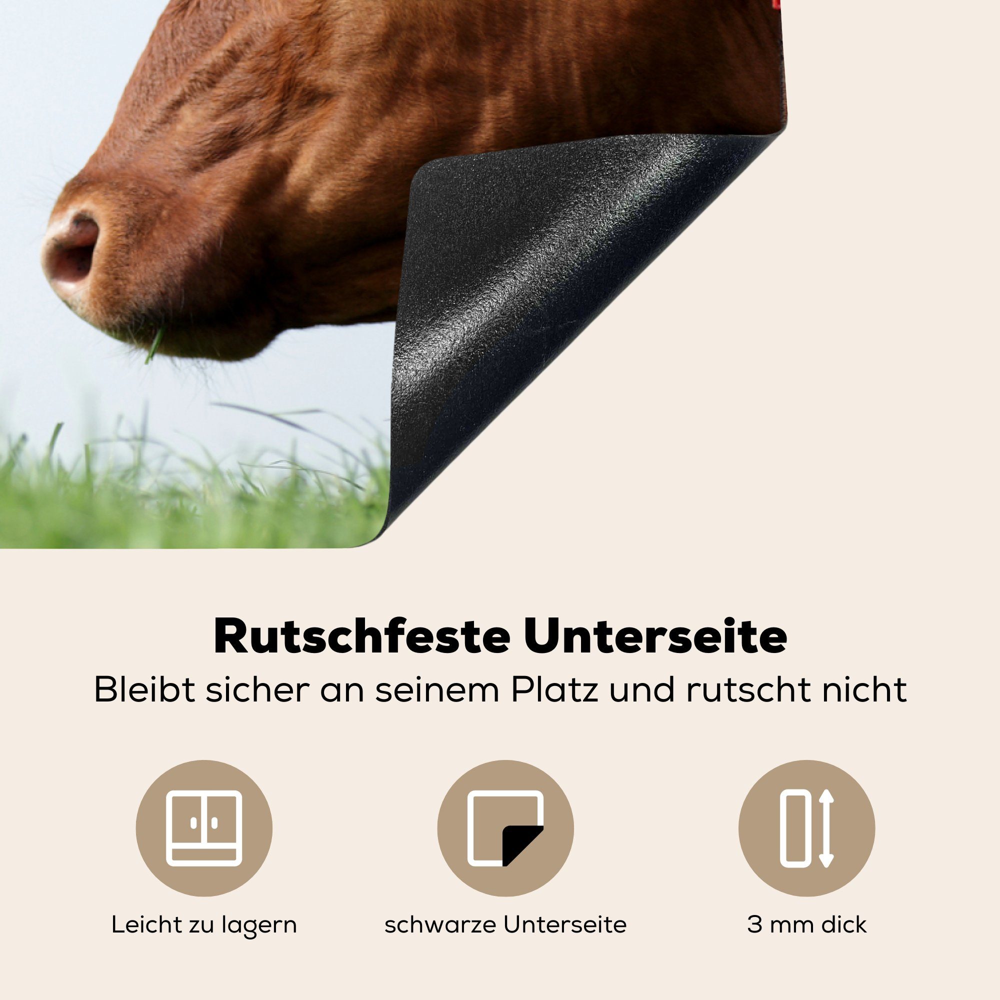 MuchoWow Herdblende-/Abdeckplatte Kuh küche, - Landschaft (1 cm, für Schutz Friesland, die Induktionskochfeld tlg), - Ceranfeldabdeckung 81x52 Vinyl