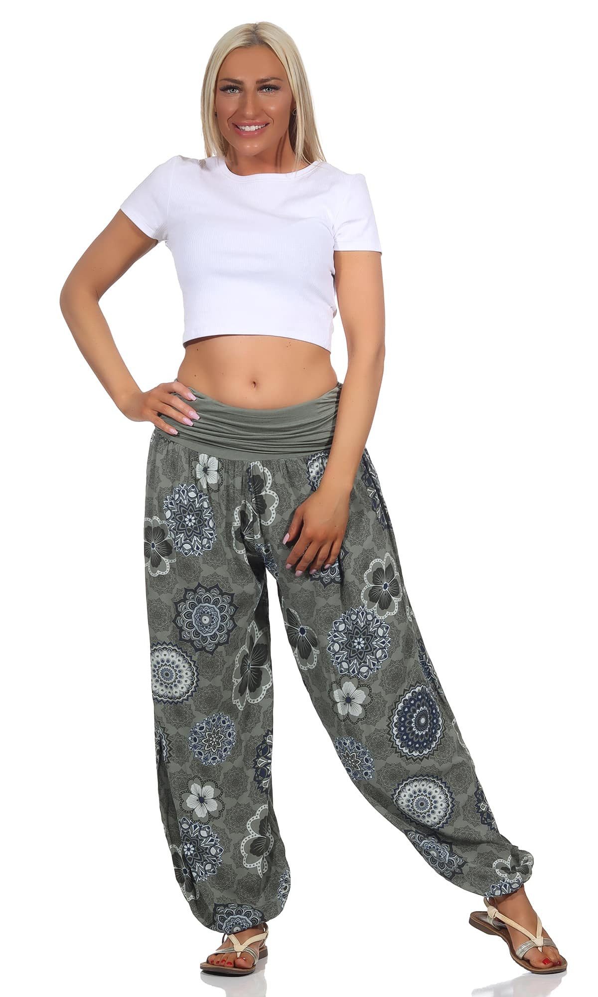 OriginalYou Haremshose Sommerhose Damen Boho Flatterhose leichte Yoga-Hose weites Bein luftige & leicht, hautfreundliches Material