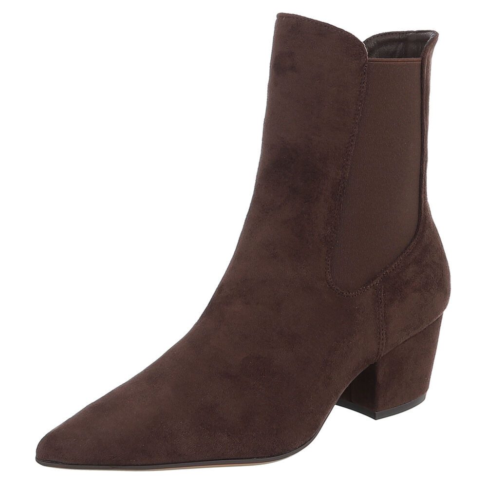 Ital-Design Damen Stiefelette spitz mit Blockabsatz, elastisch Chelseaboots (92002572) Blockabsatz Stiefeletten in Braun